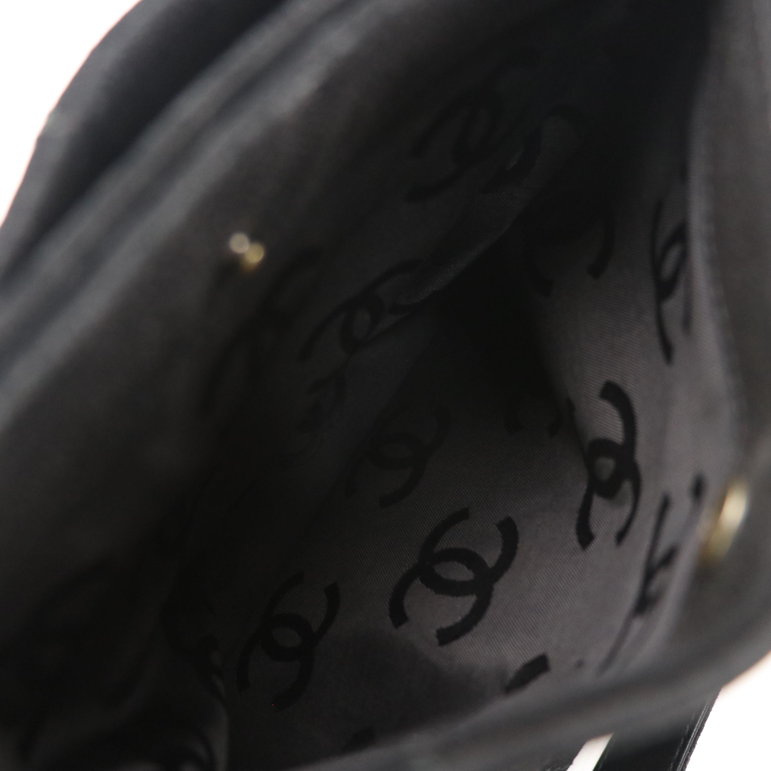 Chanel CC Tote in Black Diamond Stitch Caviar Suede with Cosmetic Pouch