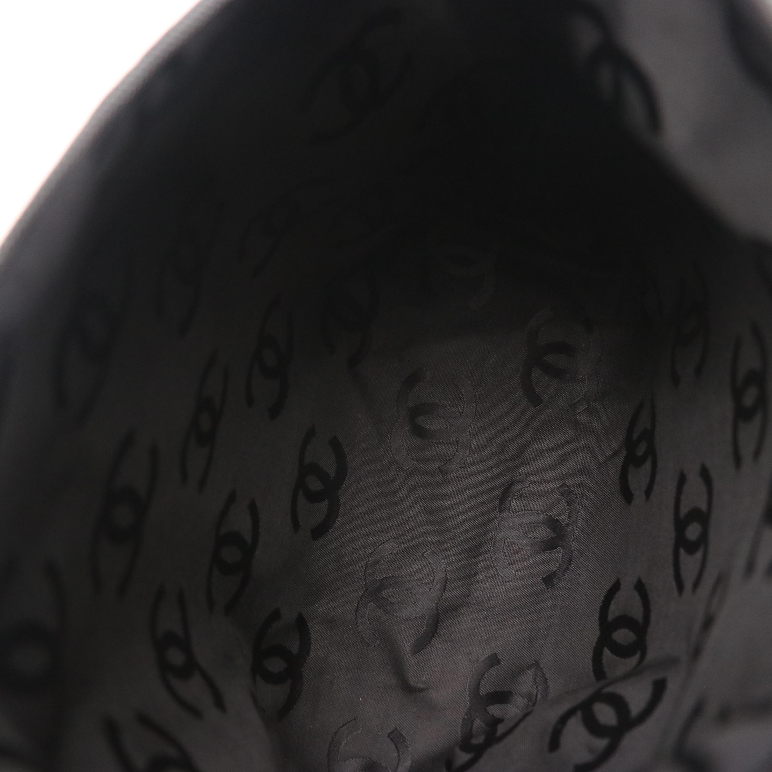 Chanel CC Tote in Black Diamond Stitch Caviar Suede with Cosmetic Pouch