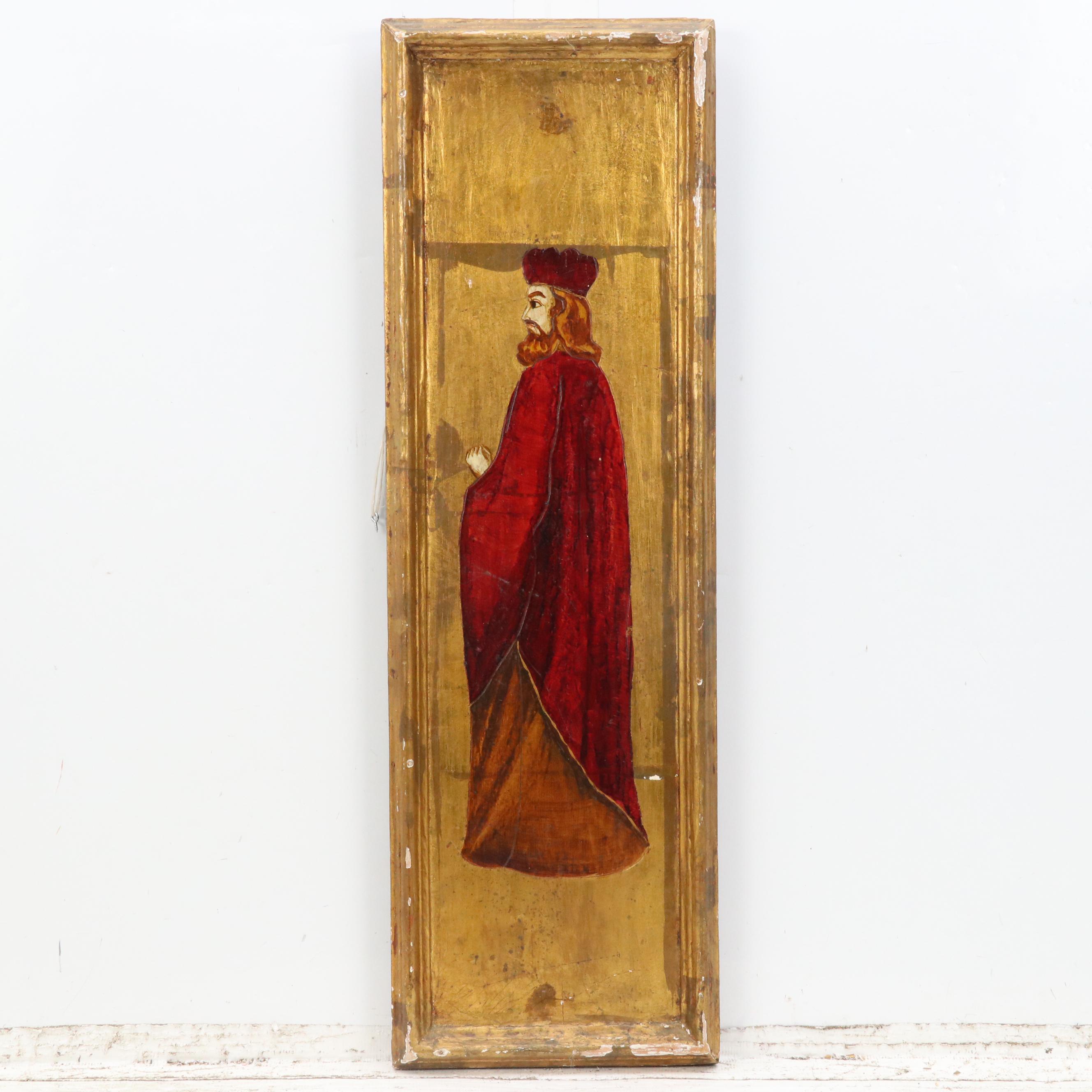 Antique Spanish Gilt and Painted Panels, Late 19th/Early 20th Century