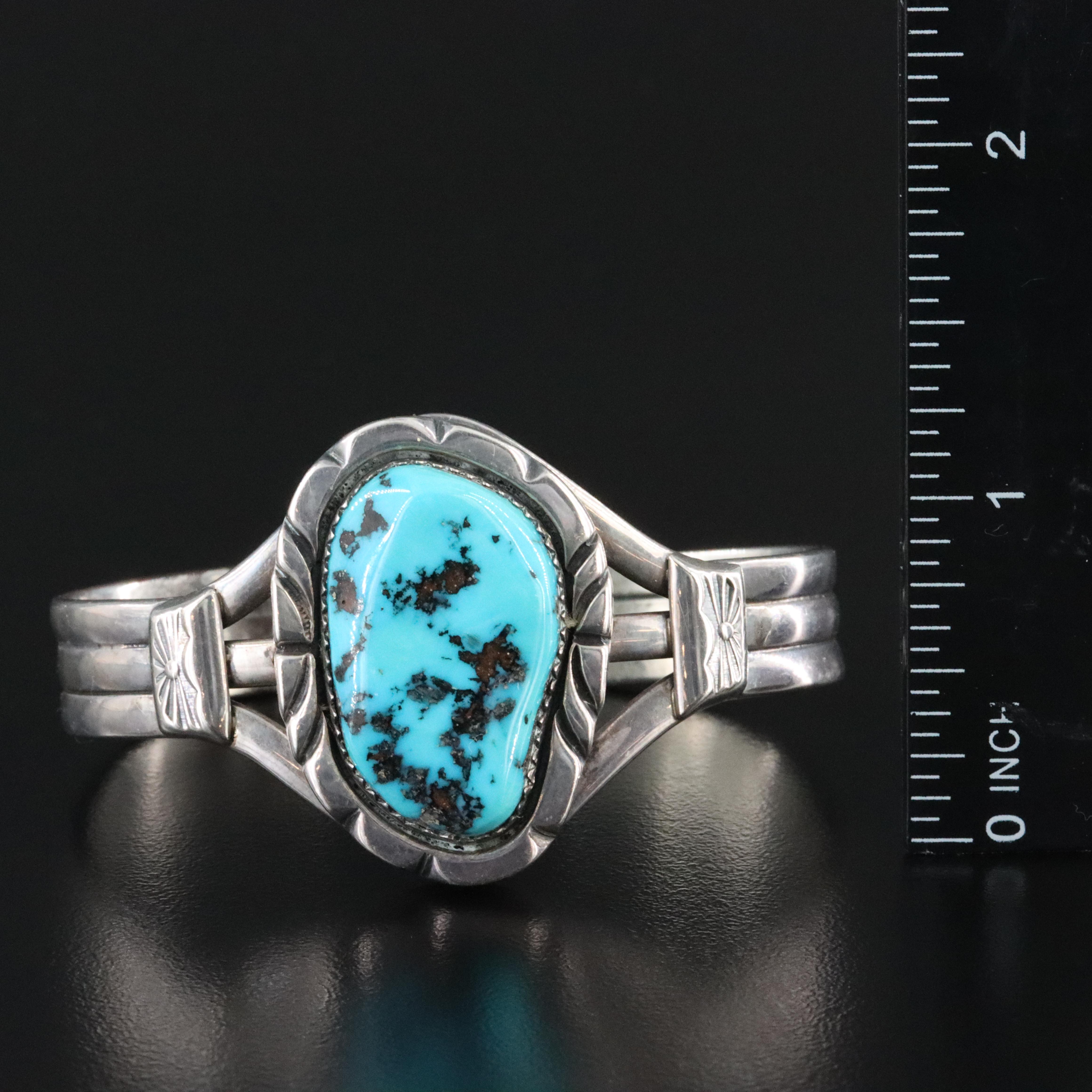 Irvin Kee Navajo Diné Sterling Turquoise Cuff