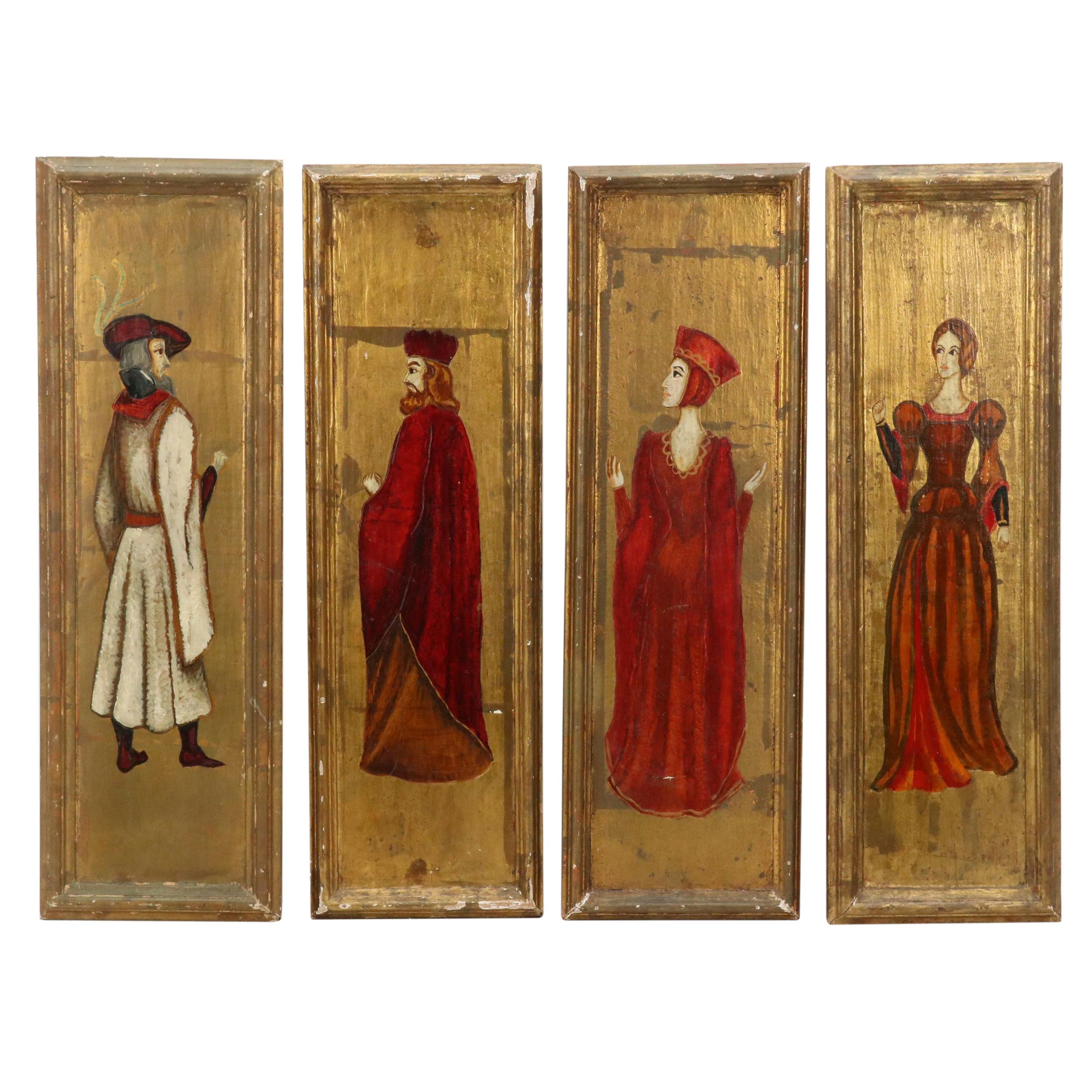 Antique Spanish Gilt and Painted Panels, Late 19th/Early 20th Century
