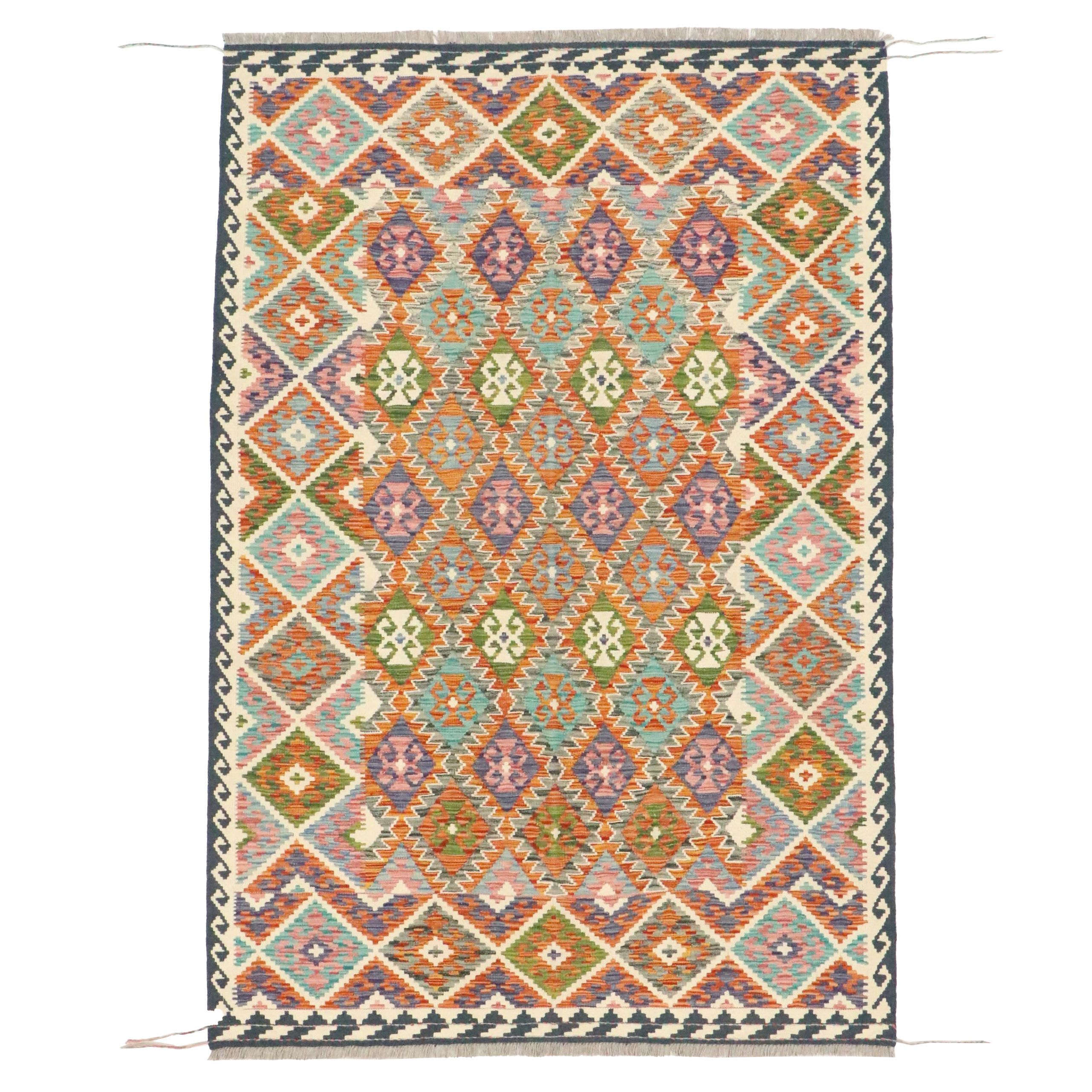 5'7 x 8'5 Handwoven Pakistani Kilim Area Rug