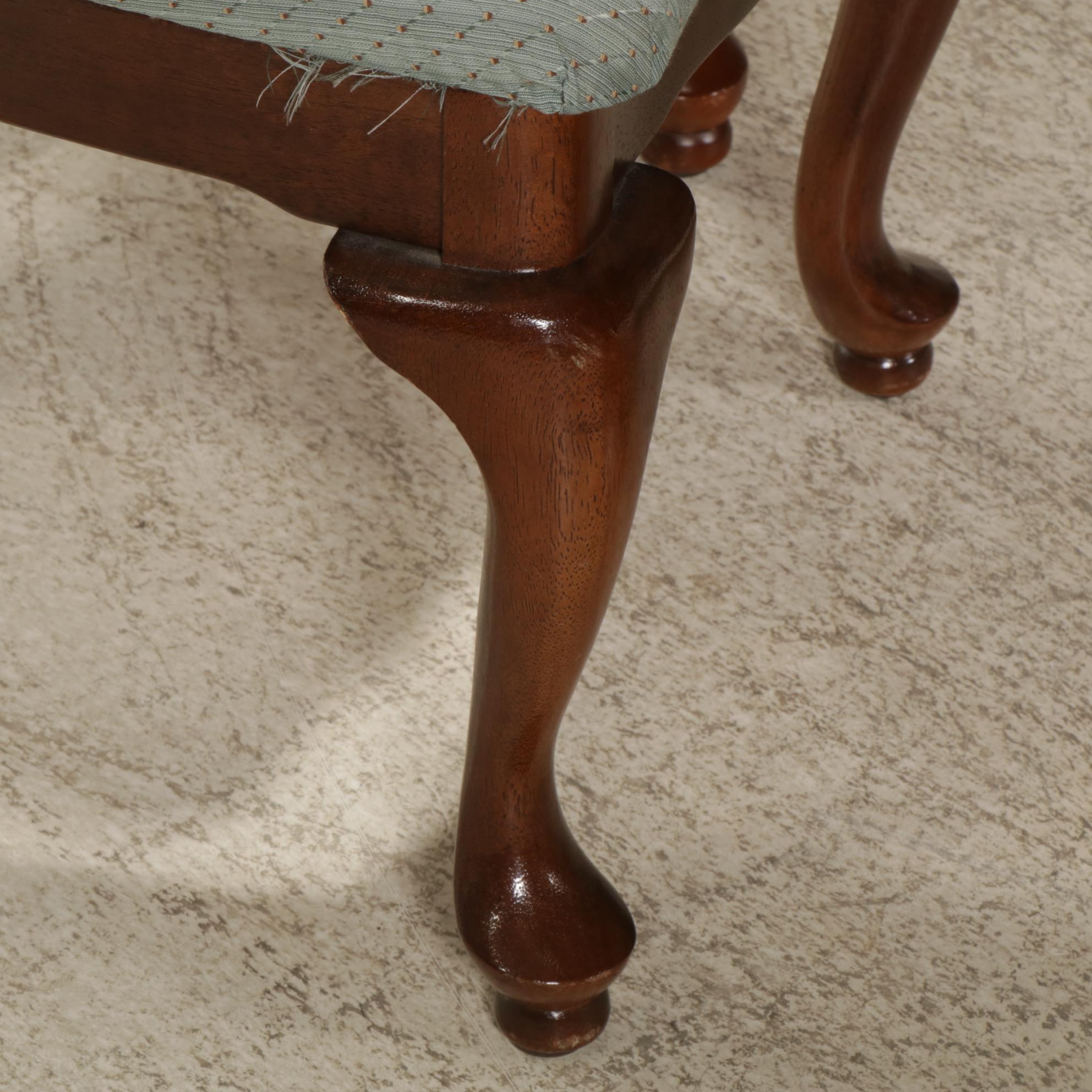 Mahogany Dining Table with Eight Queen Anne Style Chairs