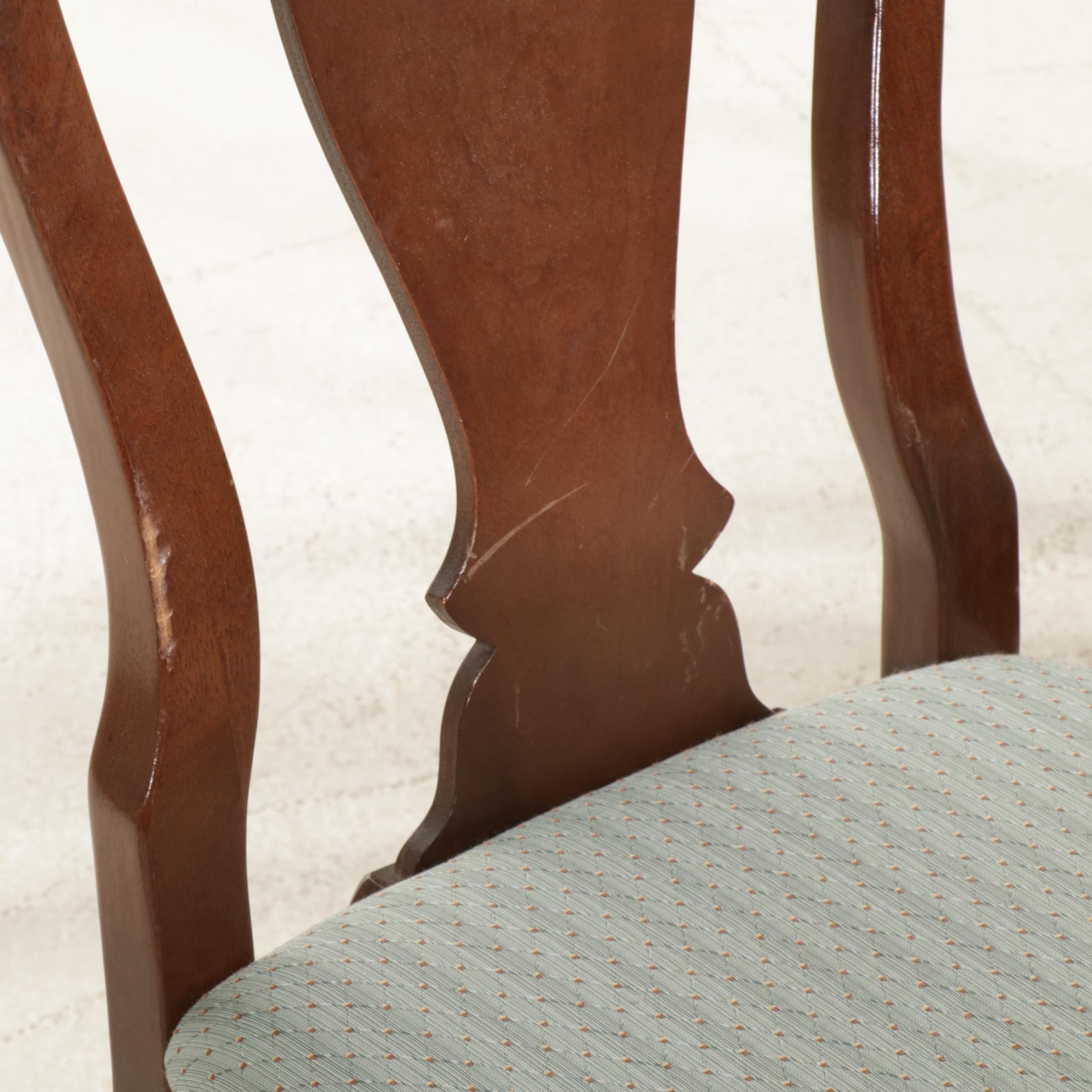 Mahogany Dining Table with Eight Queen Anne Style Chairs