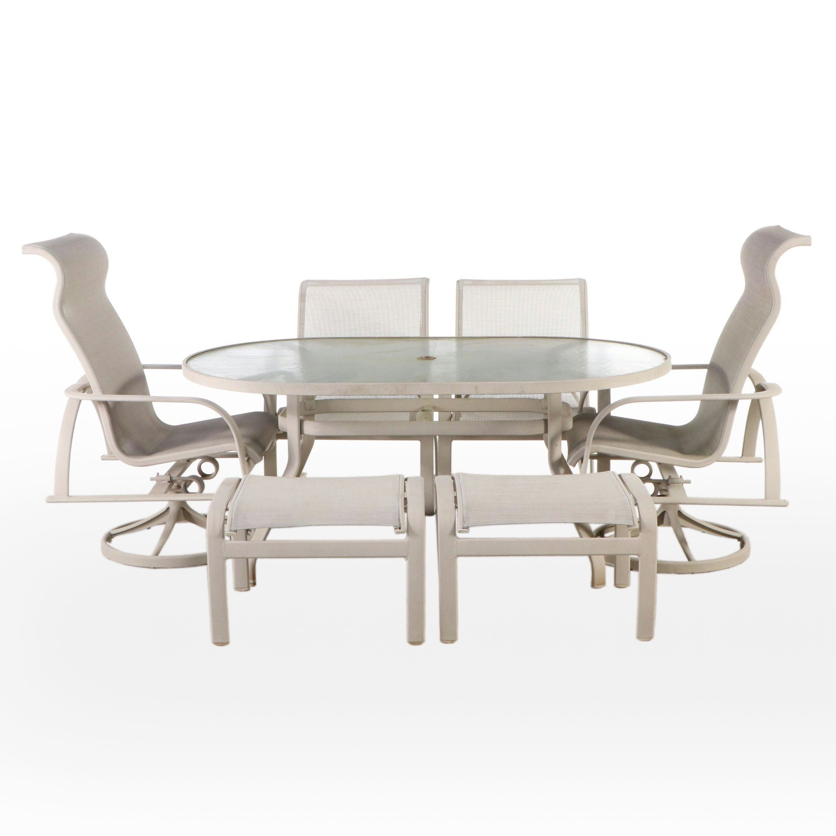 Tropitone Aluminum Framed Patio Table, Chairs, and Ottomans