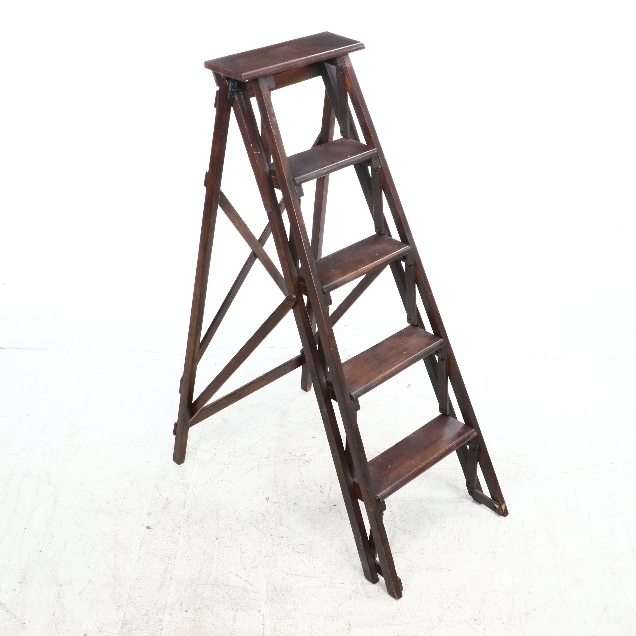 Folding Wood Decorative Step Ladder, Late 20th Century