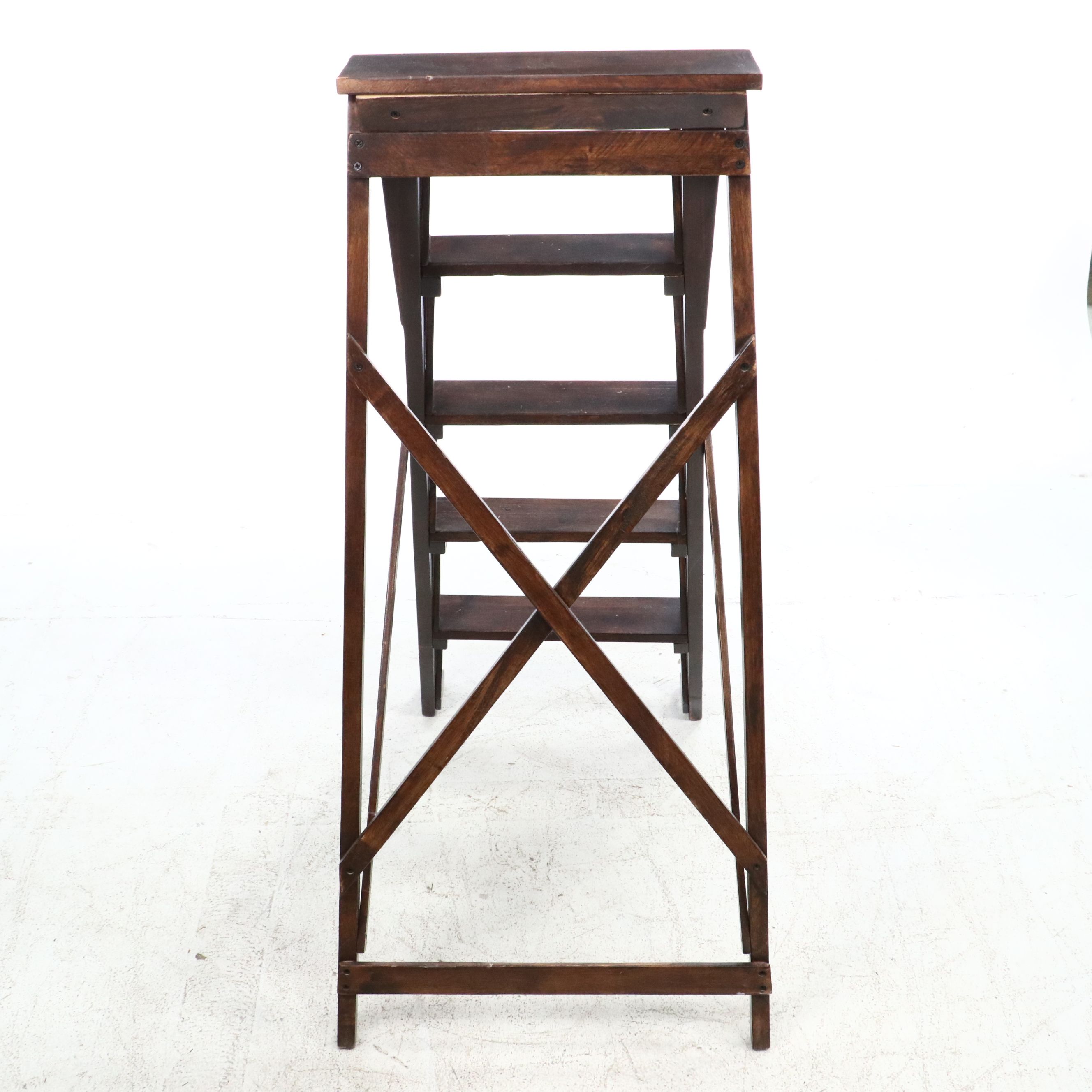 Folding Wood Decorative Step Ladder, Late 20th Century