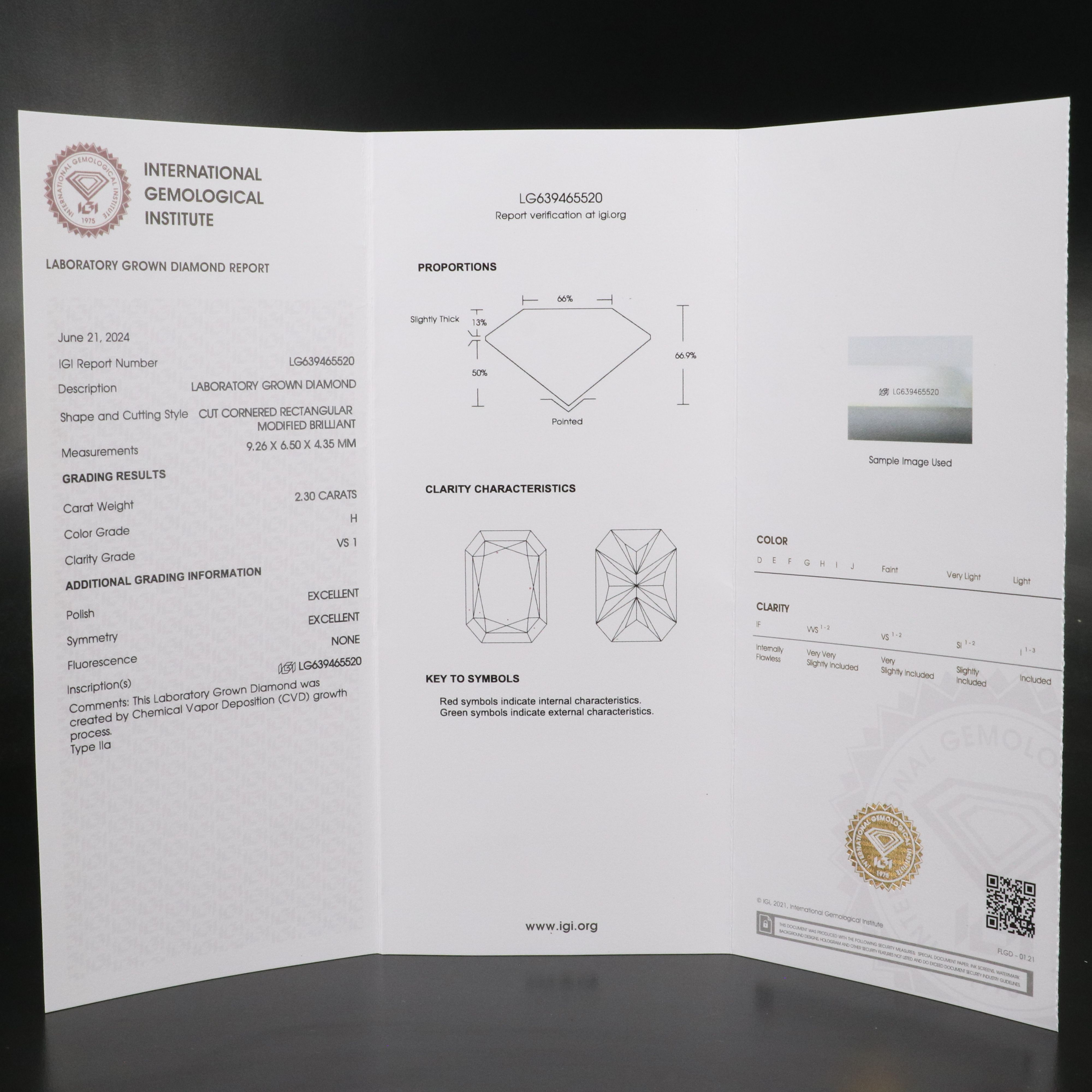 Loose 2.30 CT Lab Grown Diamond with IGI Report