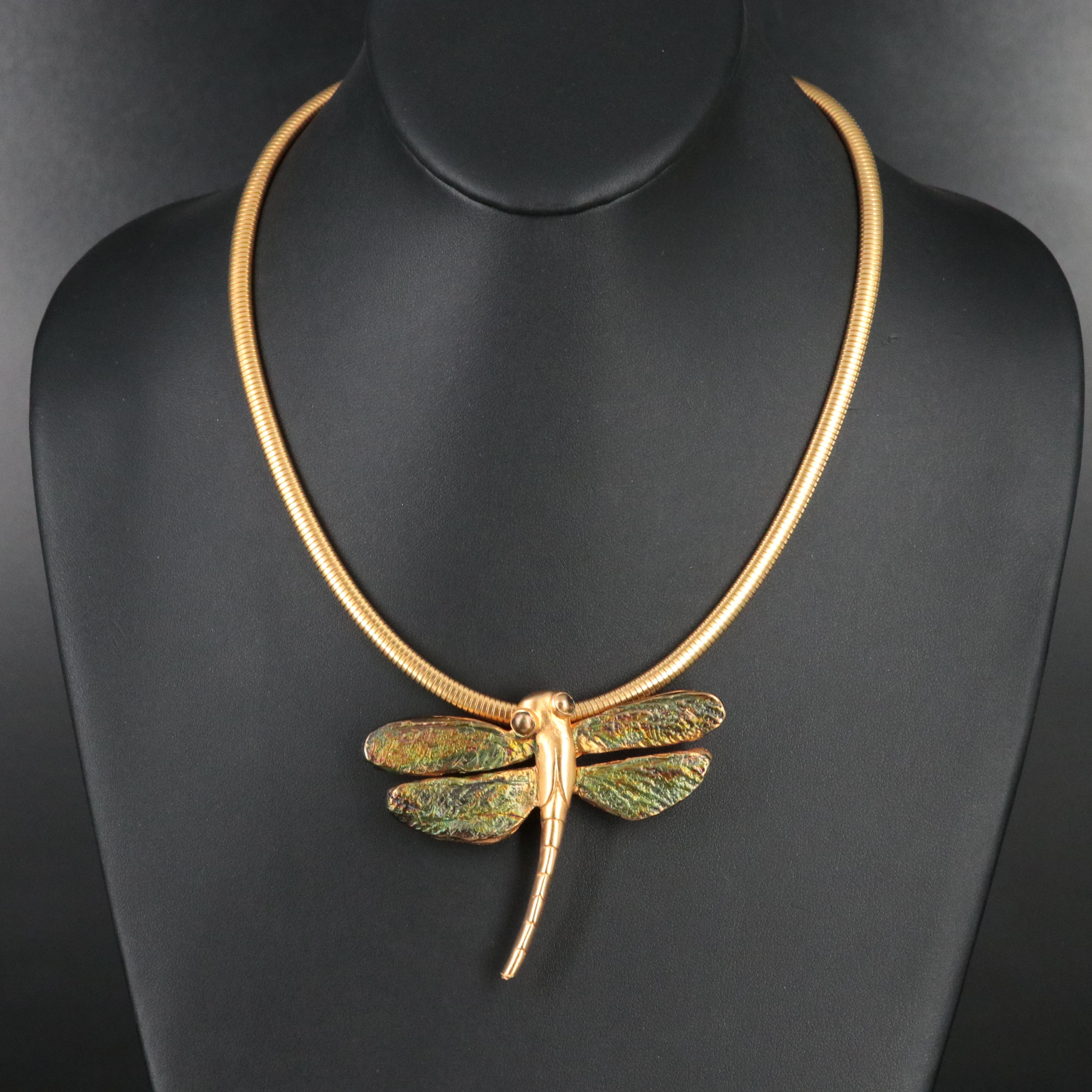Gold Tone Convertible Dragonfly Pendant Necklace