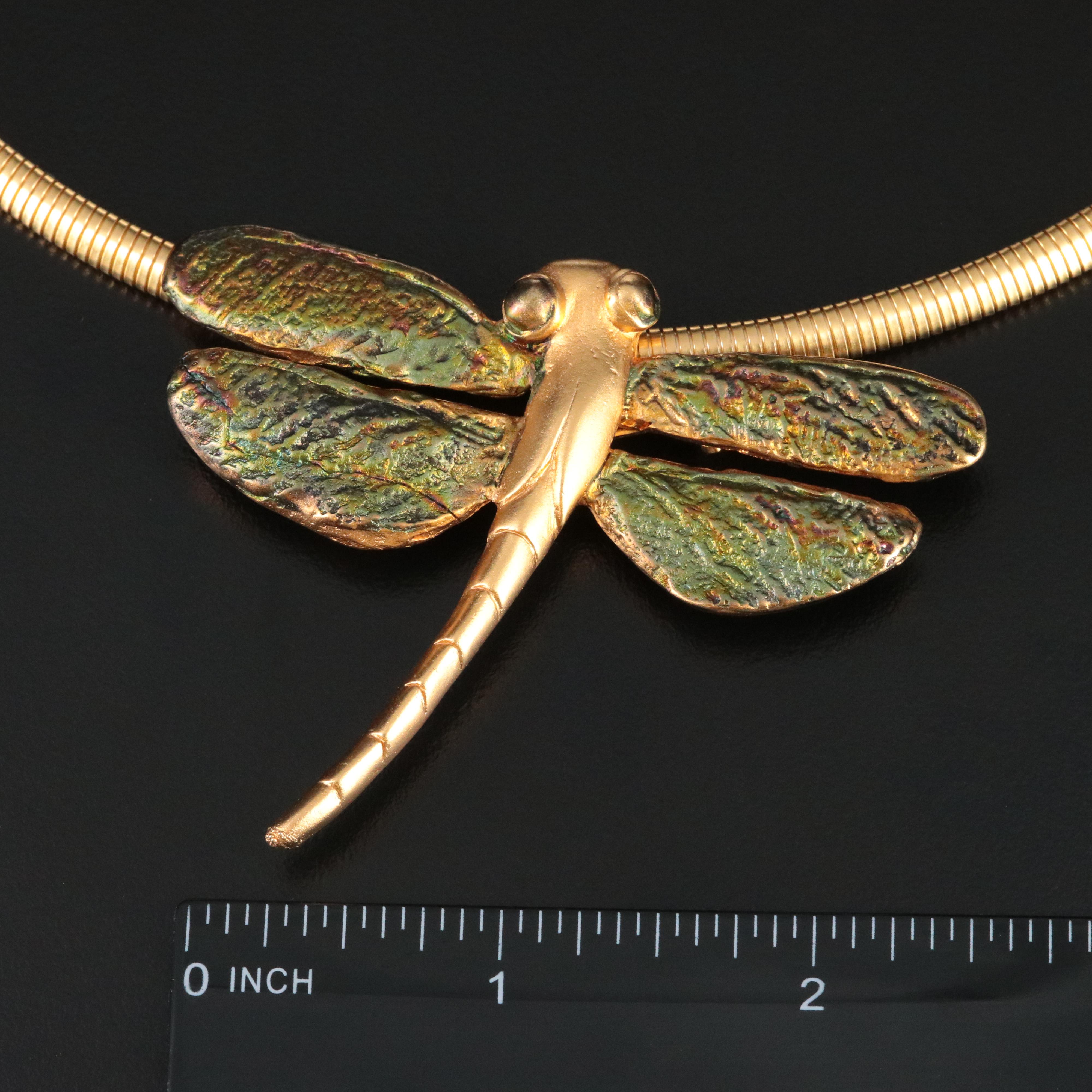 Gold Tone Convertible Dragonfly Pendant Necklace