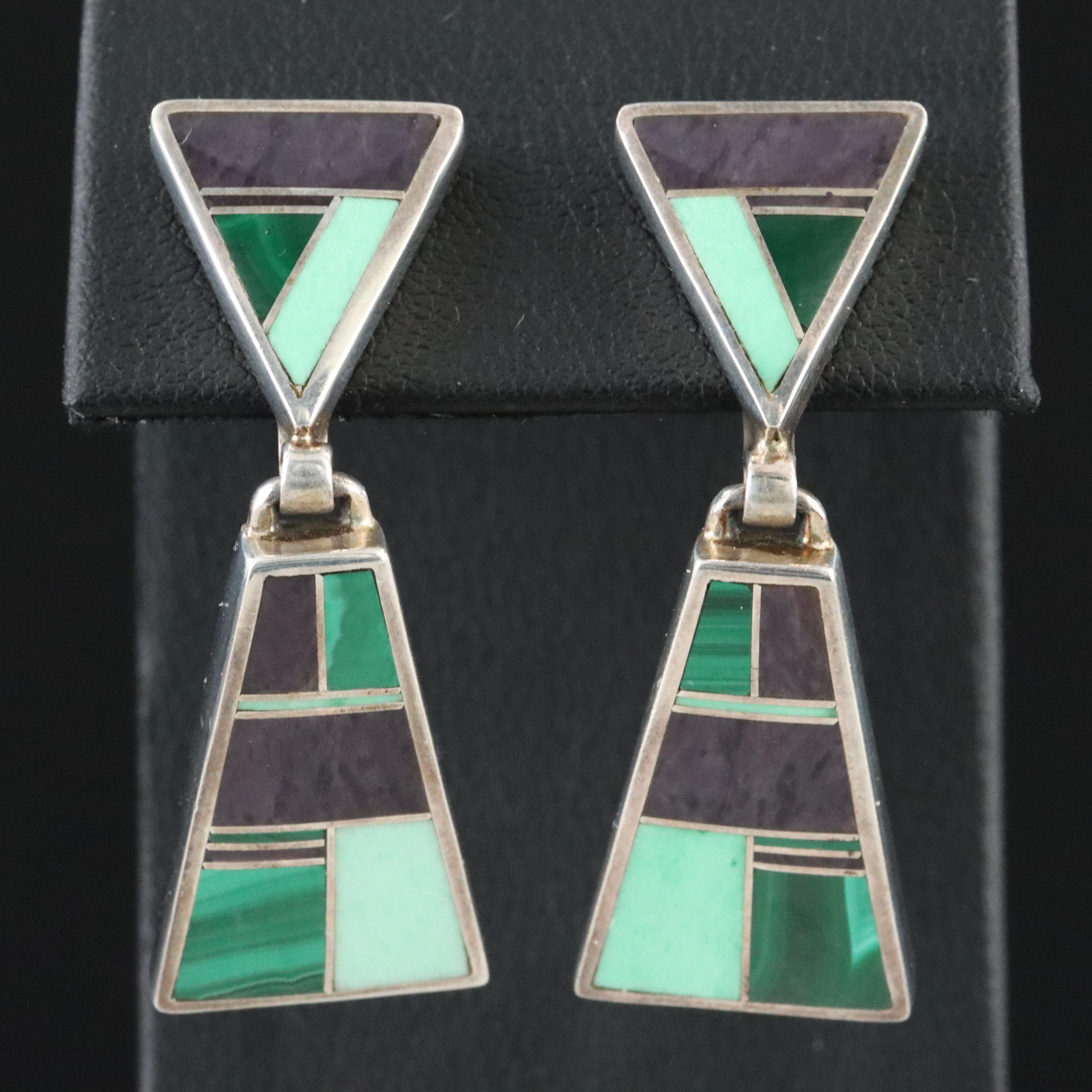 Ray Tracey Navajo Diné & Knifewing Segura Chiricahua Apache Sterling Earrings