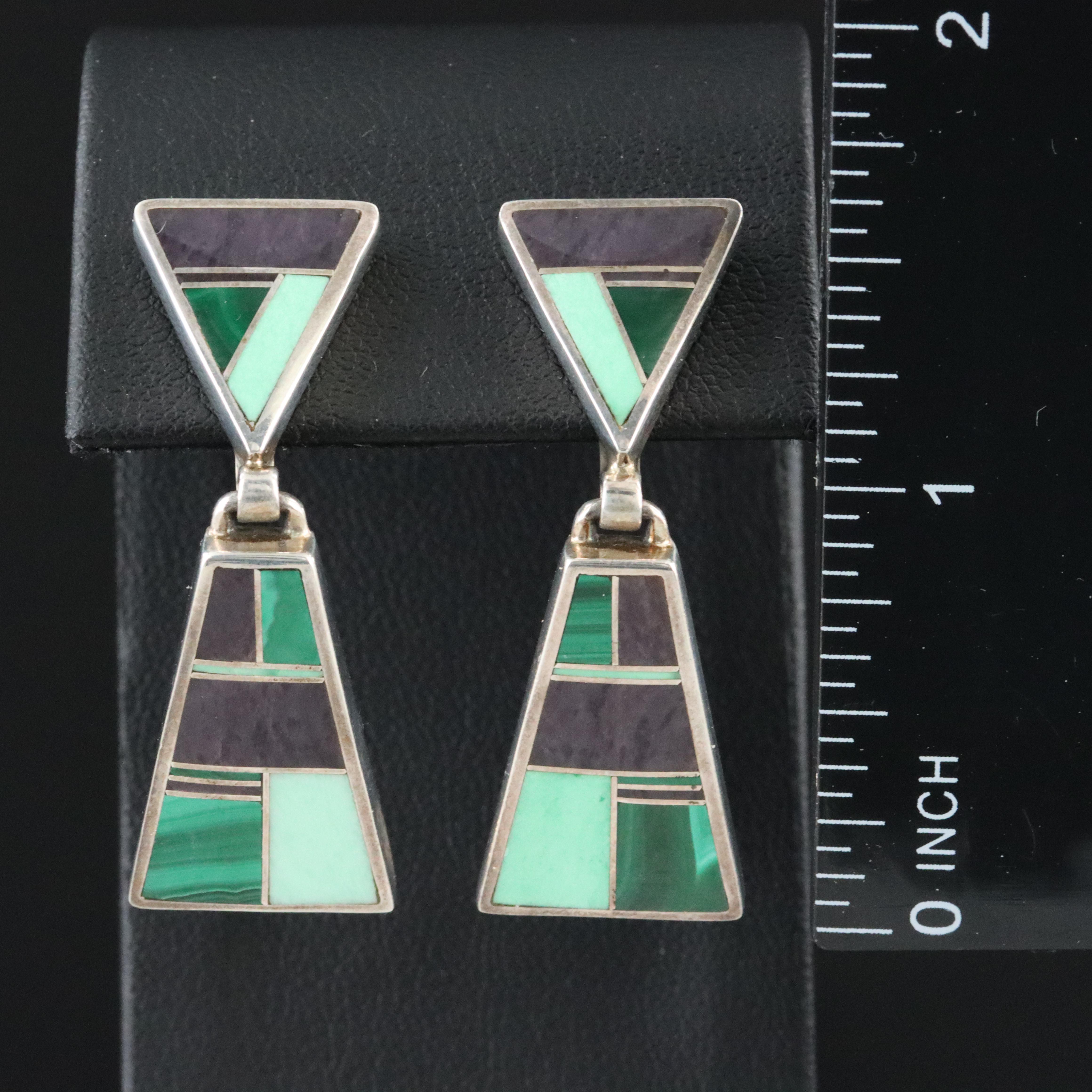 Ray Tracey Navajo Diné & Knifewing Segura Chiricahua Apache Sterling Earrings