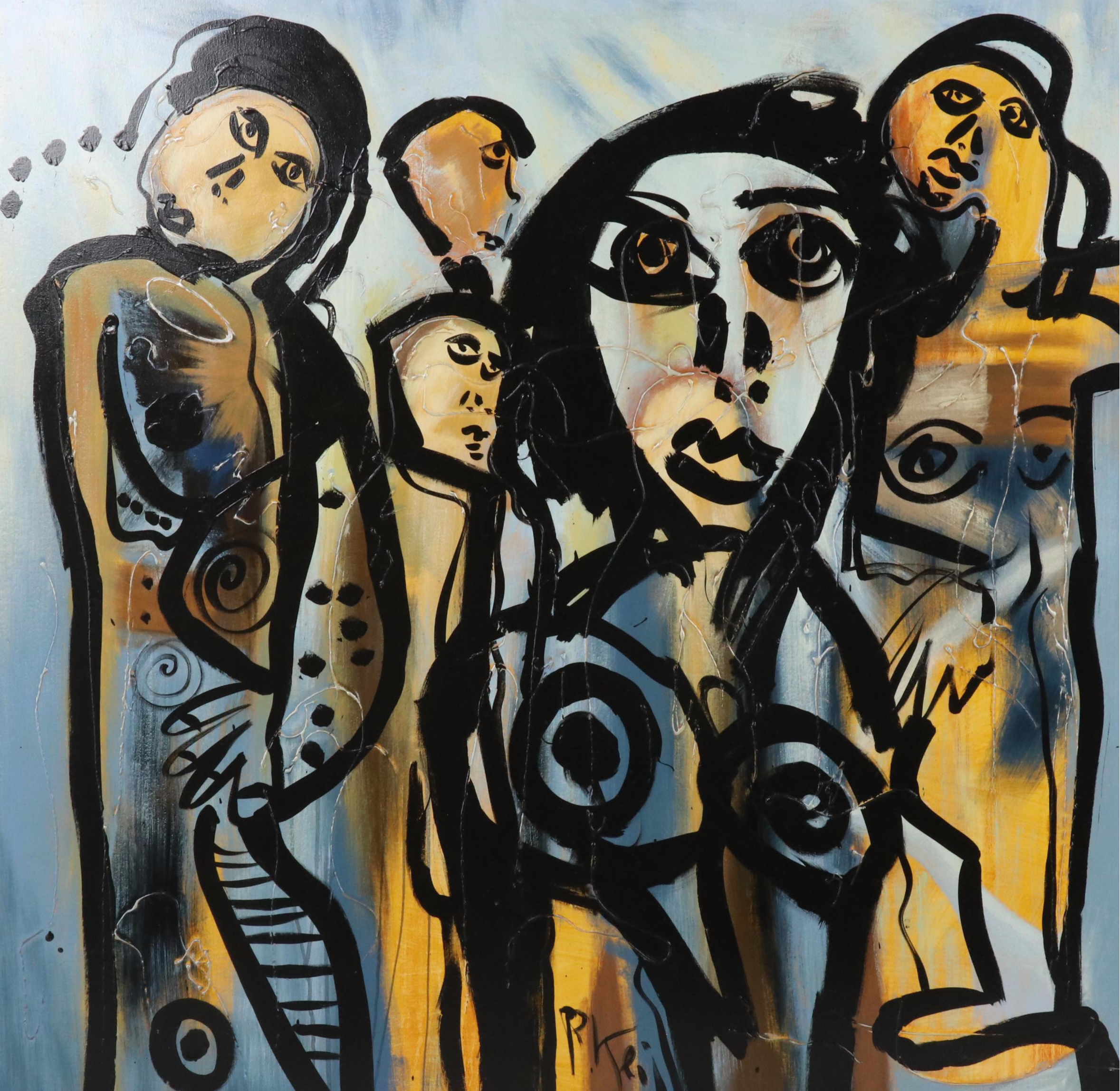 Peter Keil Abstract Figurative Acrylic Painting "Paris Ladies"