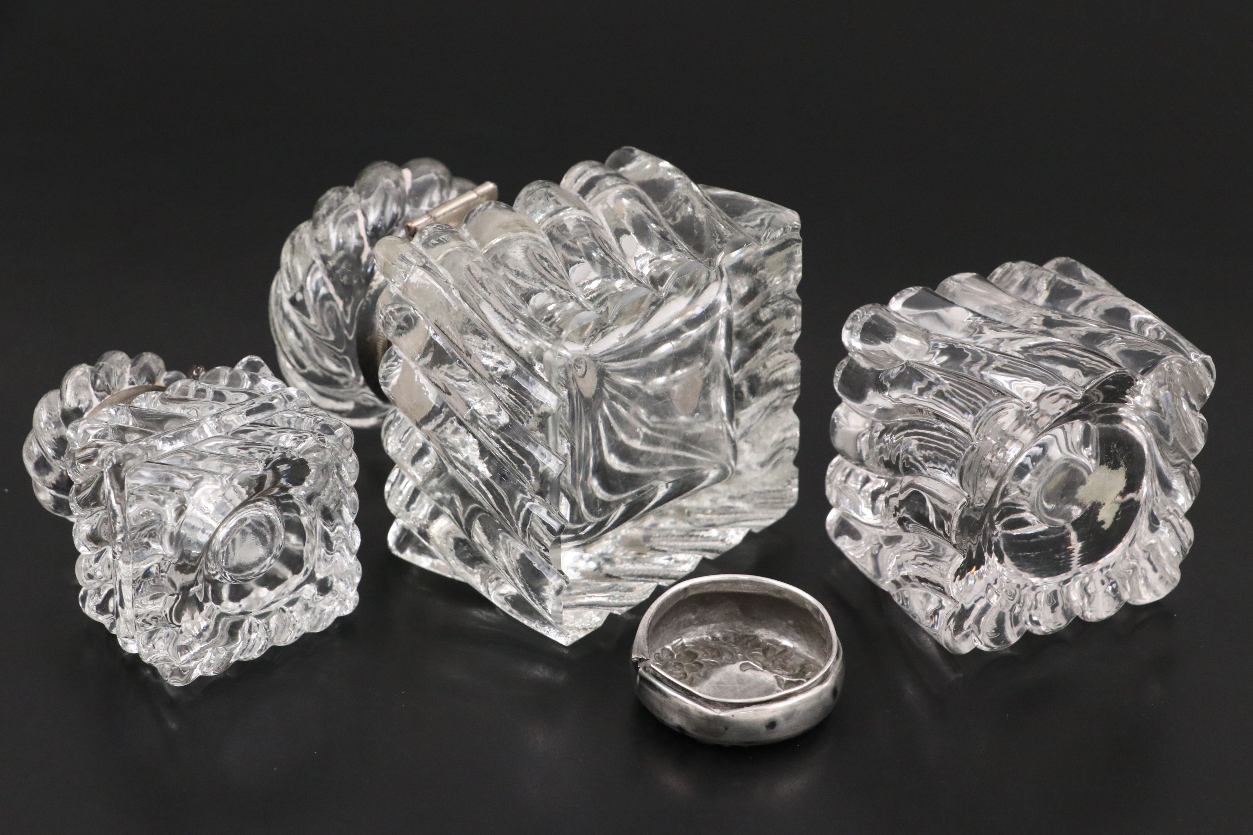 Vintage Swirl Crystal and Glass Inkwells