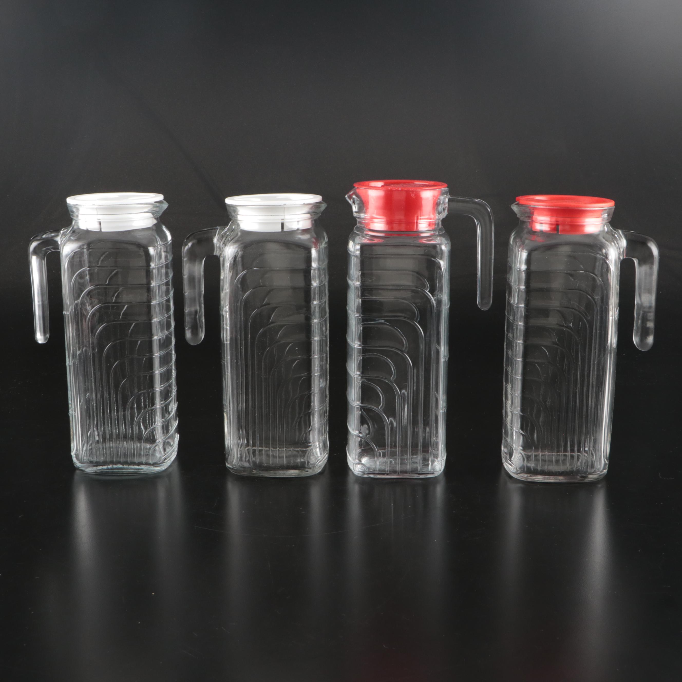 Art Deco Style Glass Square Refrigerator Pitchers