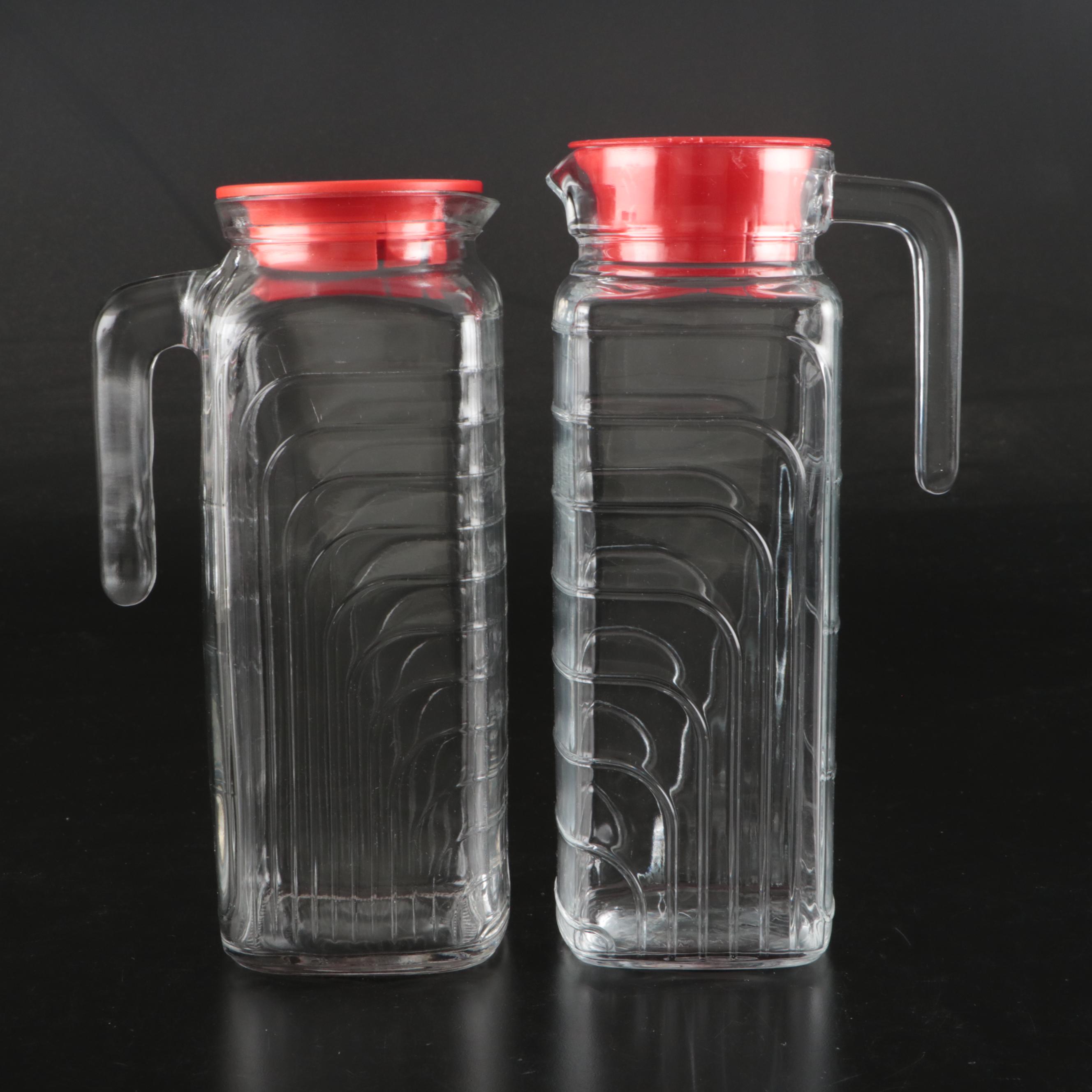 Art Deco Style Glass Square Refrigerator Pitchers