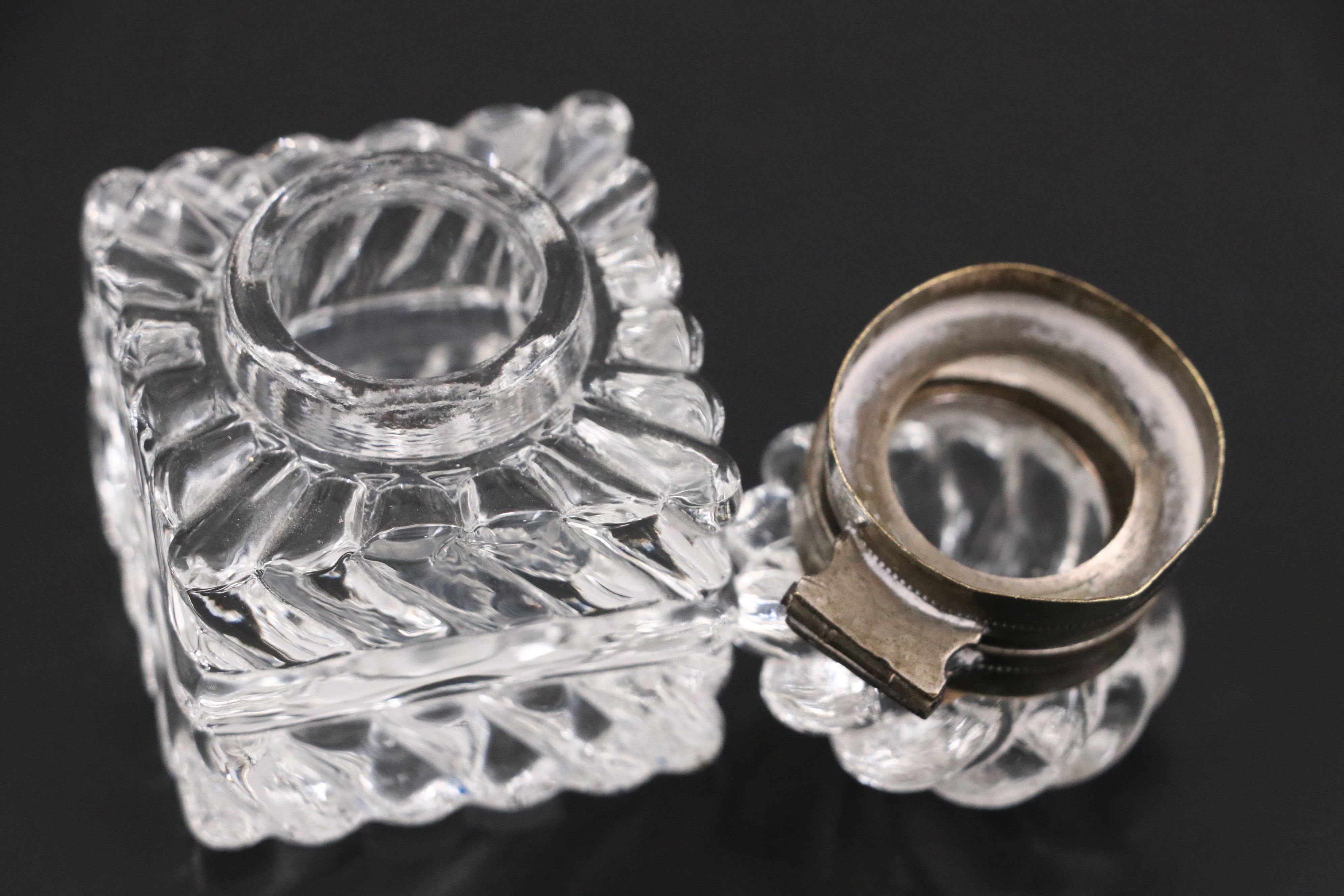 Vintage Swirl Crystal and Glass Inkwells