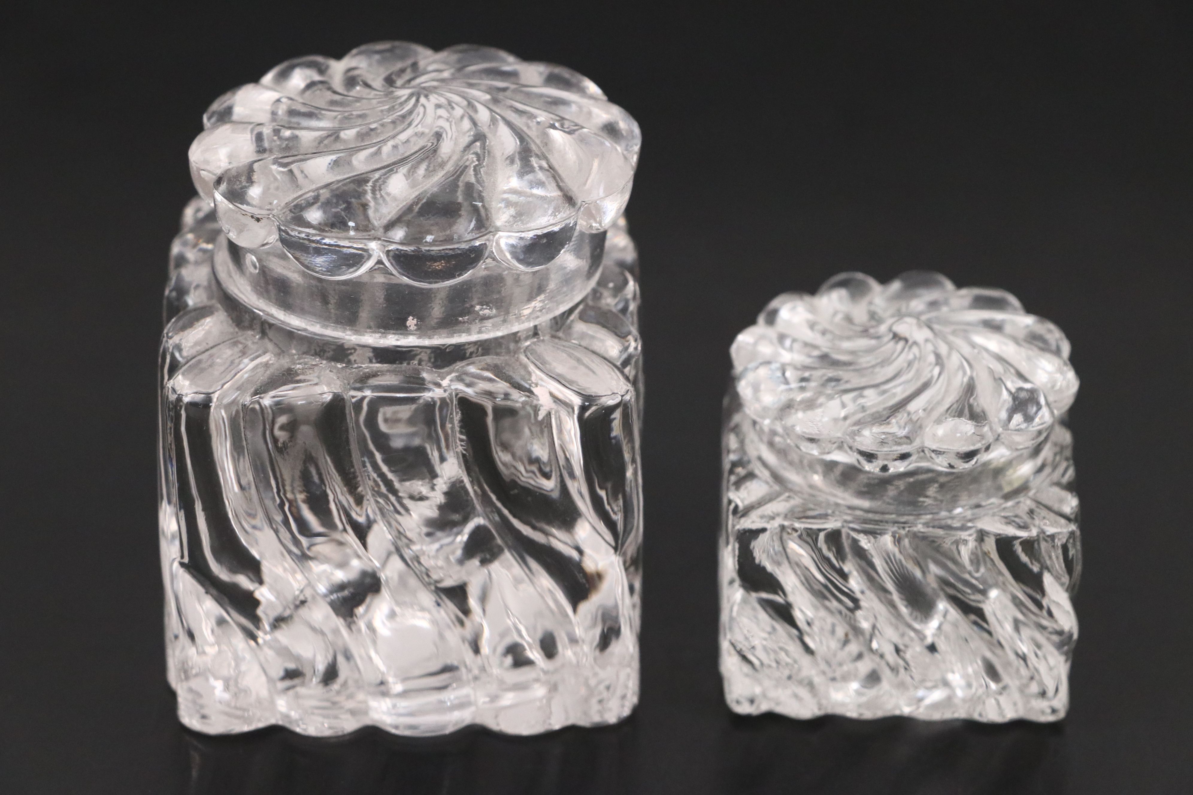 Vintage Swirl Crystal and Glass Inkwells
