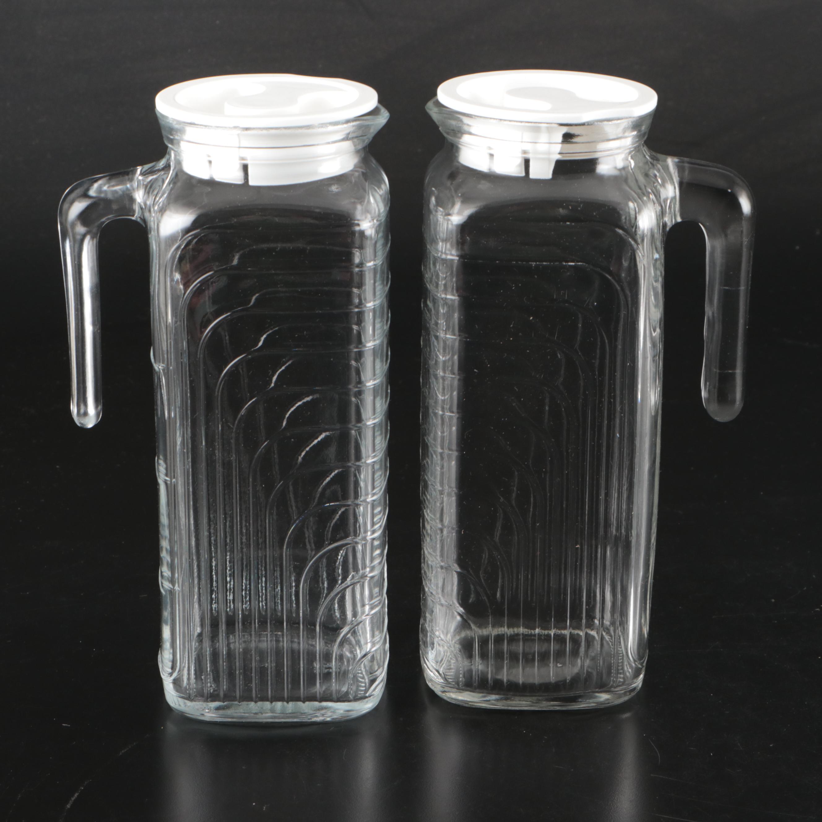 Art Deco Style Glass Square Refrigerator Pitchers