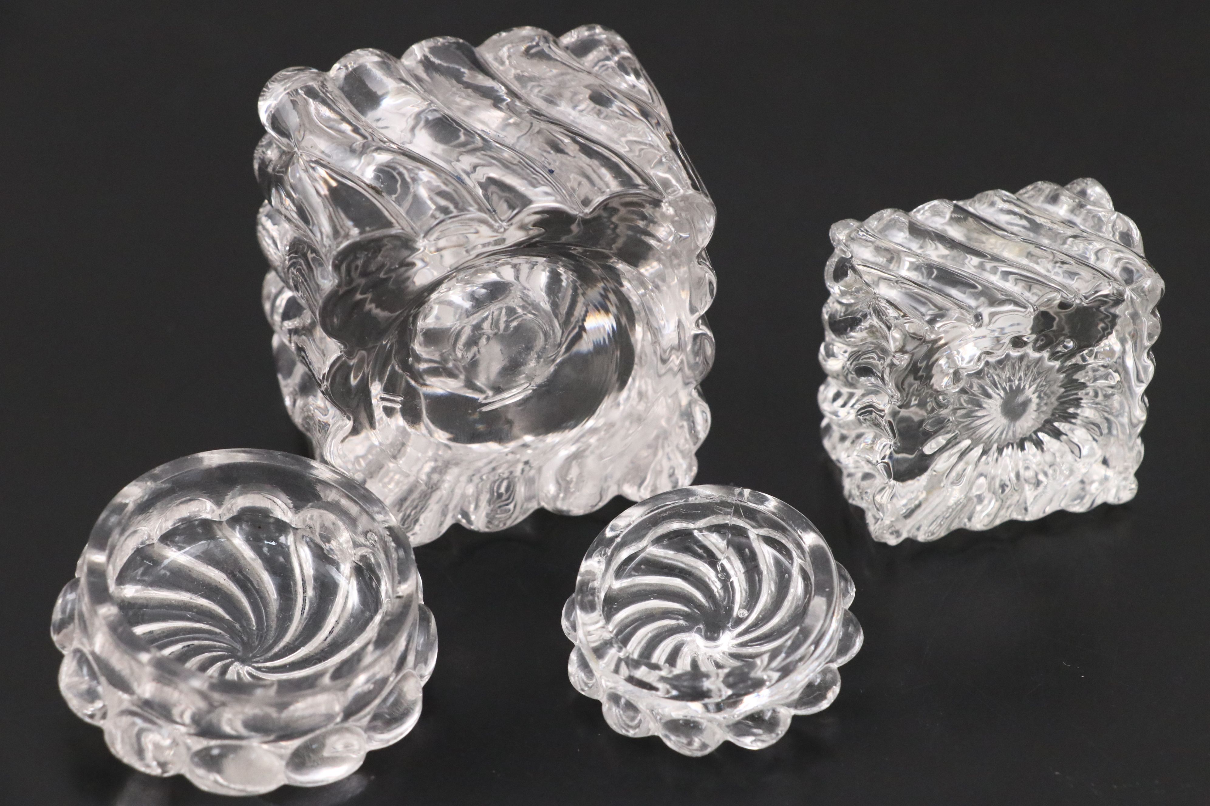 Vintage Swirl Crystal and Glass Inkwells