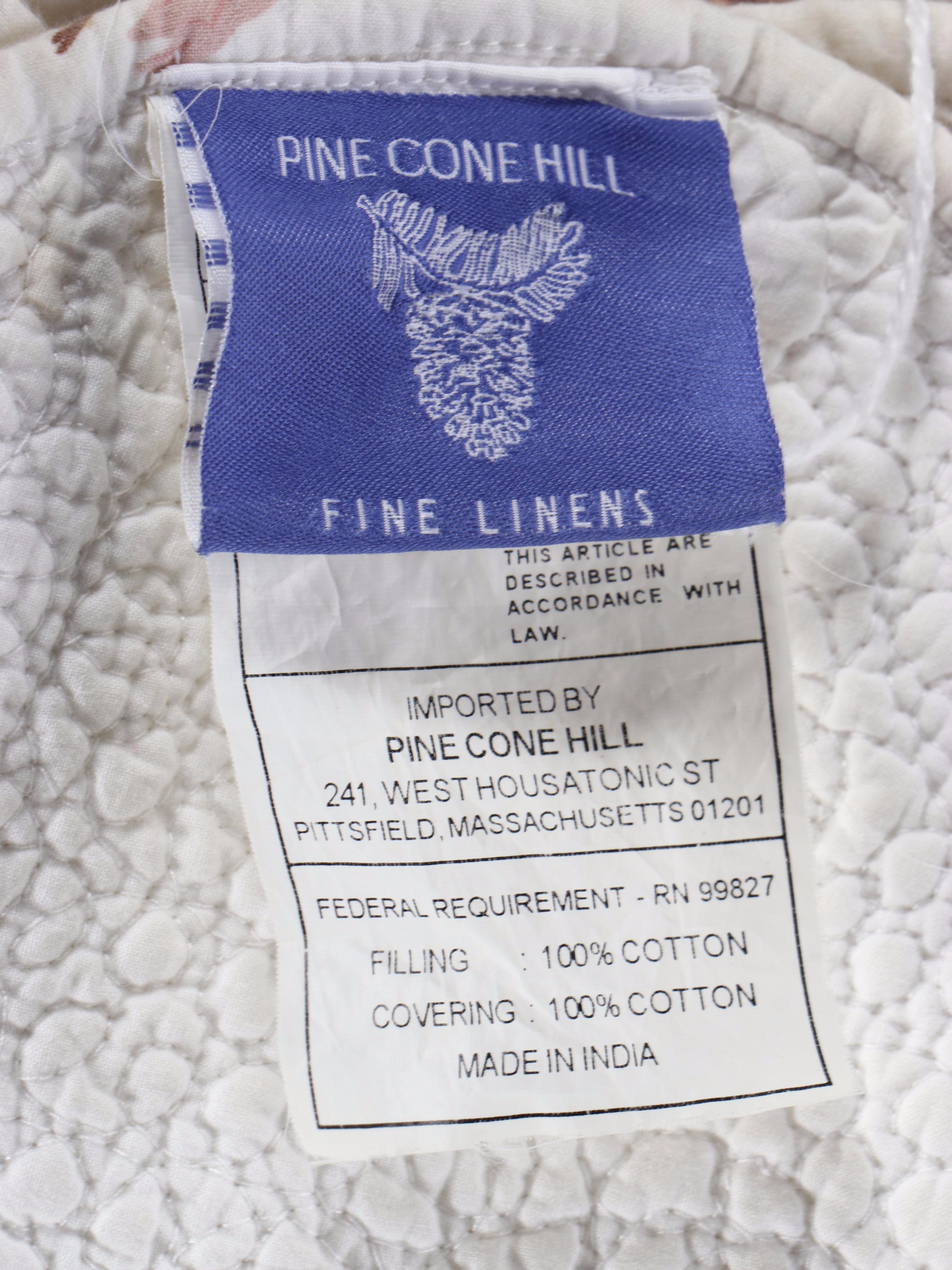 Queen Size Pink Tree Peony and Bird Print Quilted Whole Cloth Coverlet