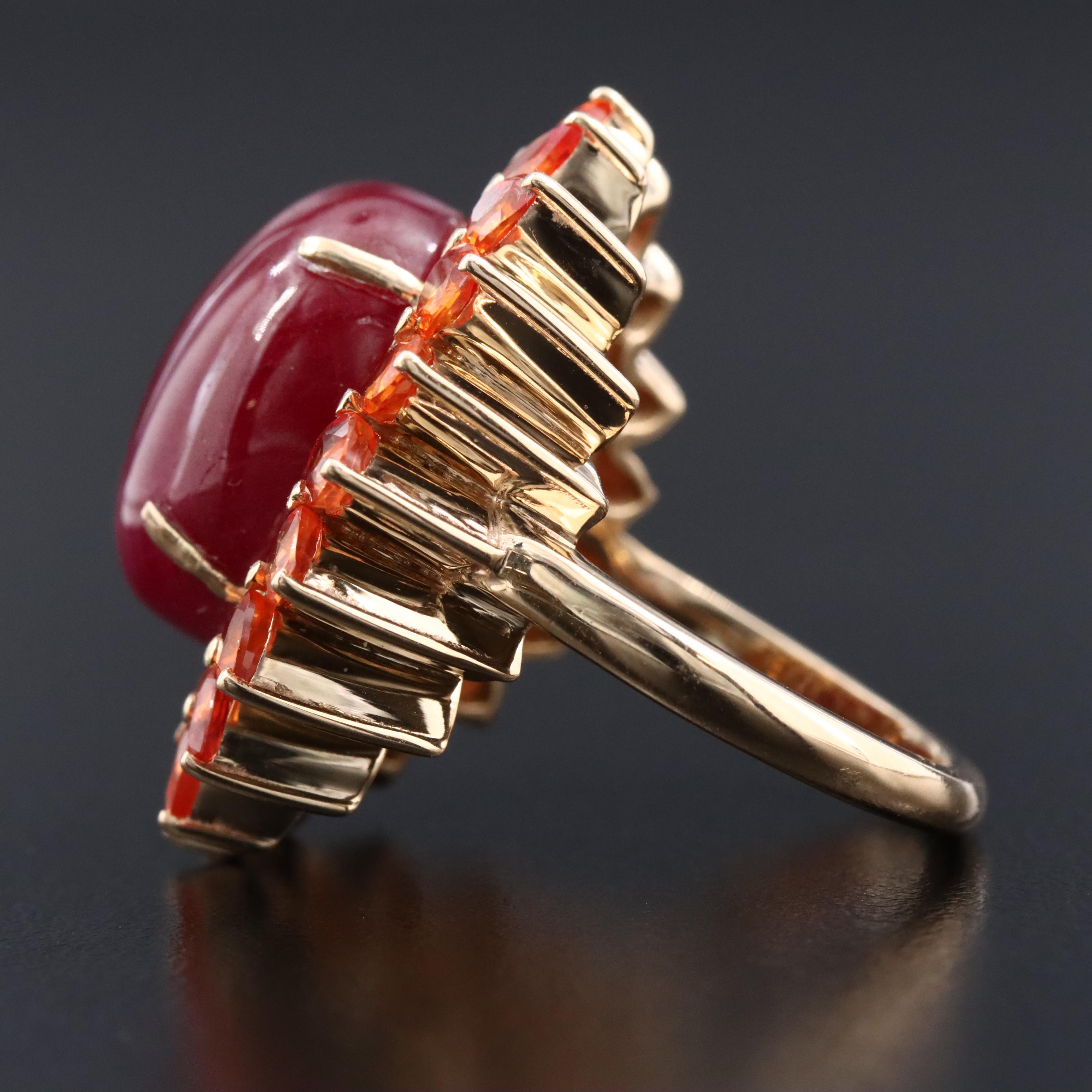 14K 20.01 CT Ruby, Orange Sapphire, and Diamond Ring with IGI Jewelry Report