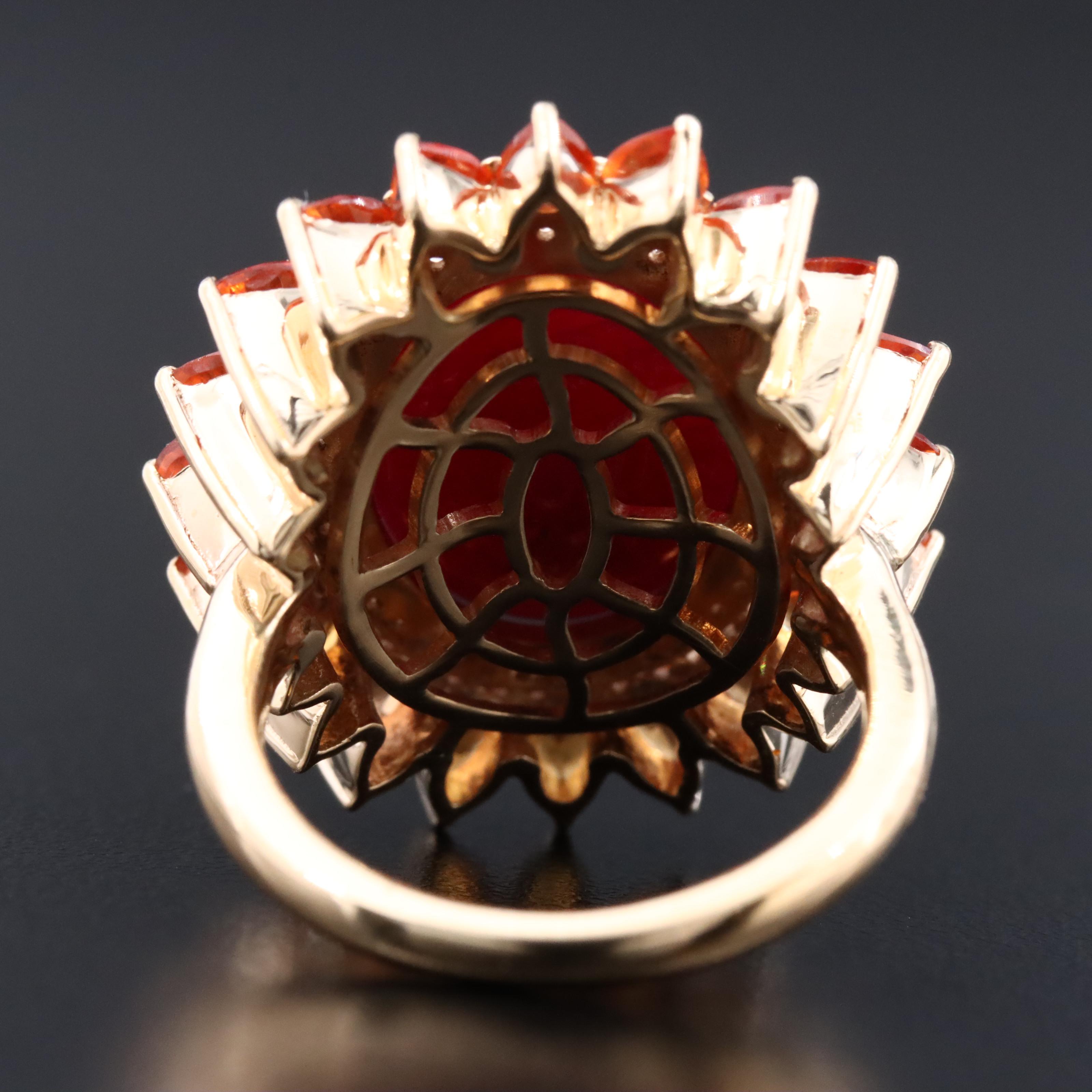 14K 20.01 CT Ruby, Orange Sapphire, and Diamond Ring with IGI Jewelry Report