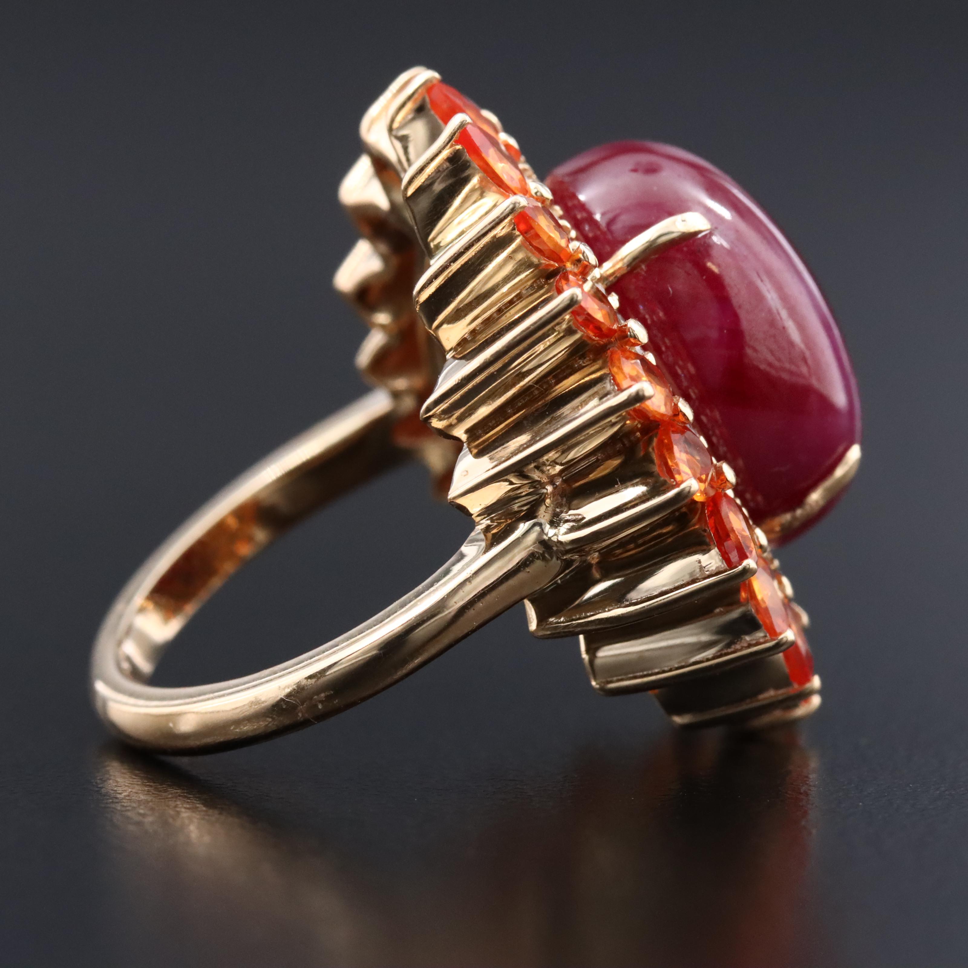 14K 20.01 CT Ruby, Orange Sapphire, and Diamond Ring with IGI Jewelry Report