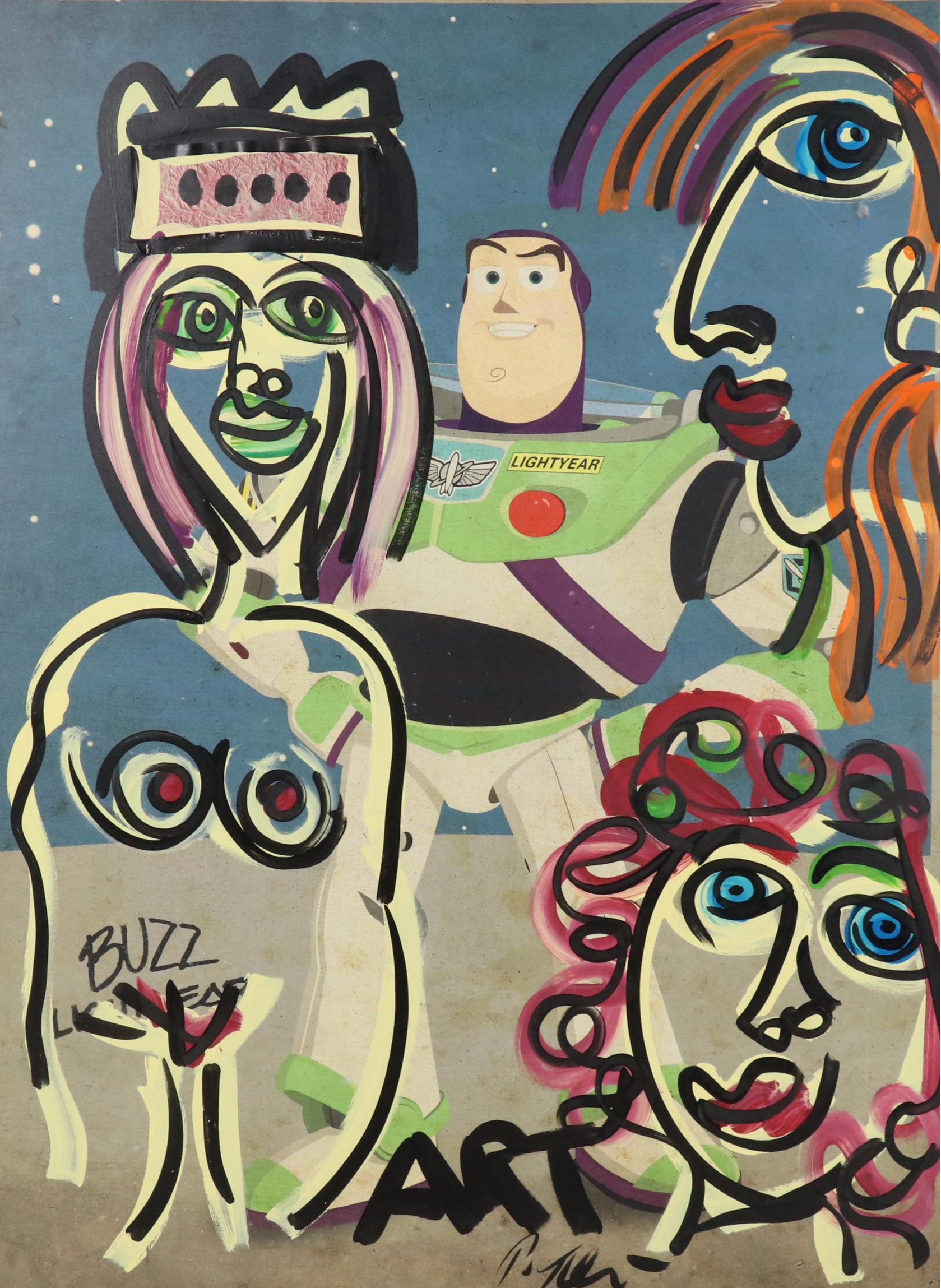 Peter Keil Abstract Figurative Acrylic Painting with Buzz Lightyear