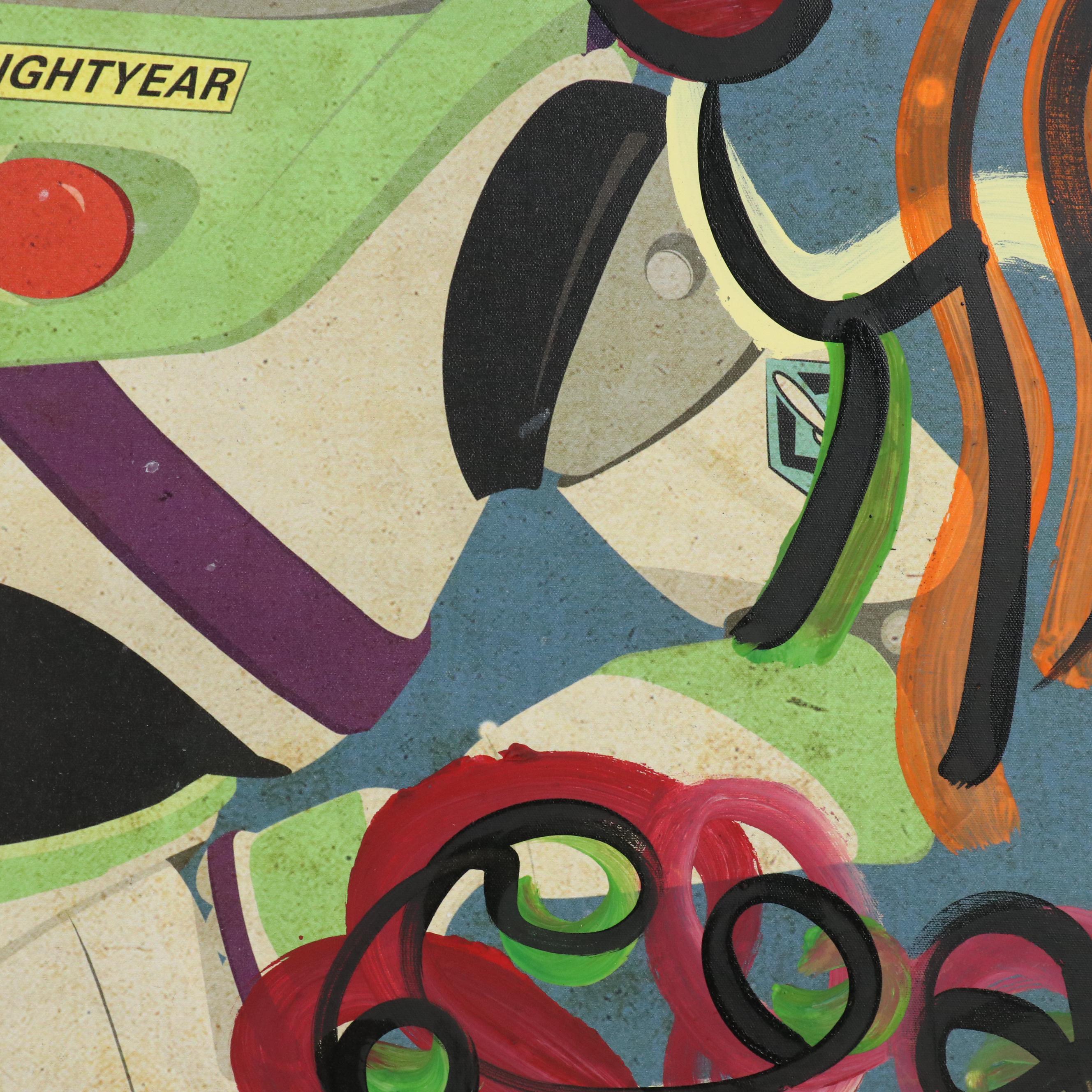 Peter Keil Abstract Figurative Acrylic Painting with Buzz Lightyear