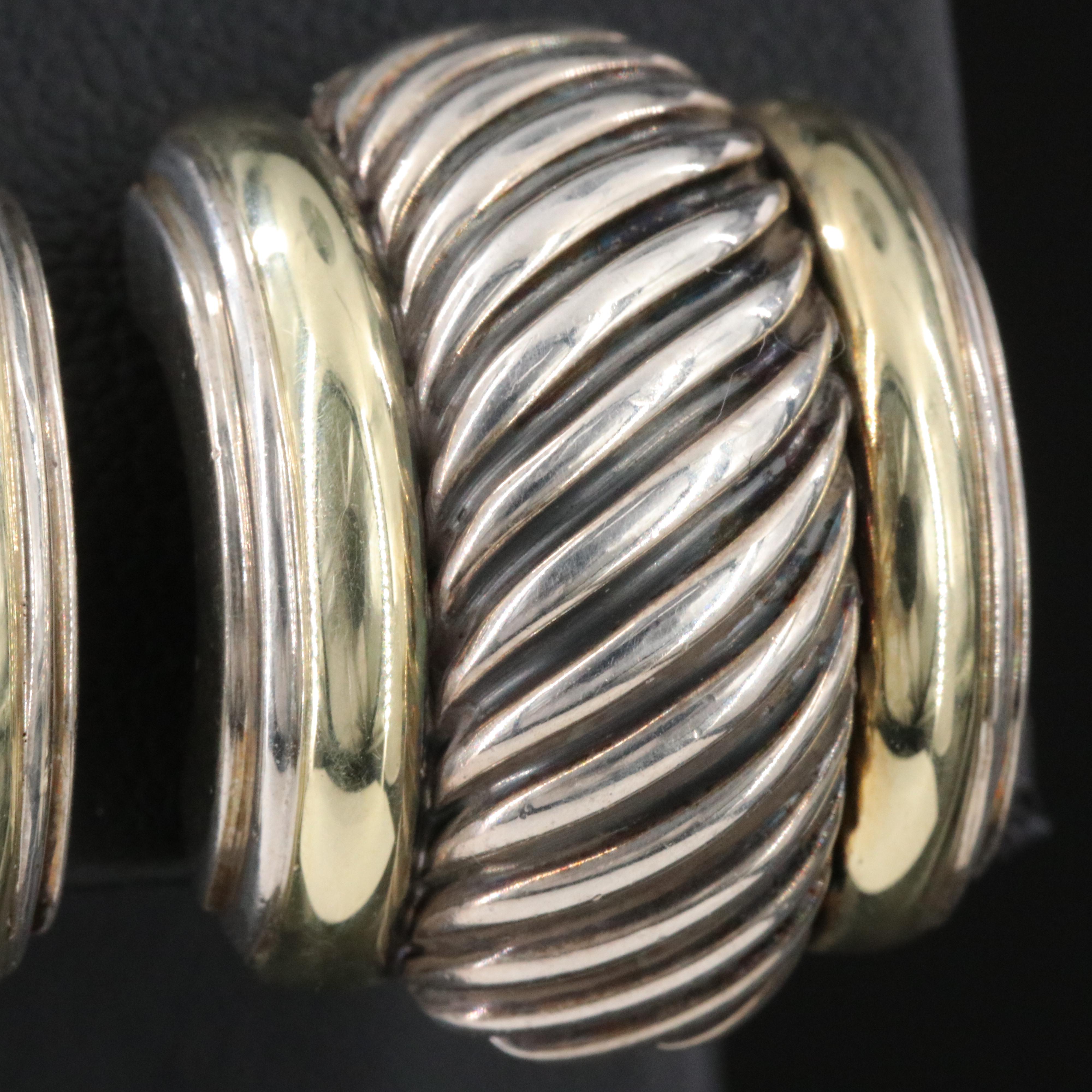 David Yurman Thoroughbred Sterling and 14K Clip Earrings