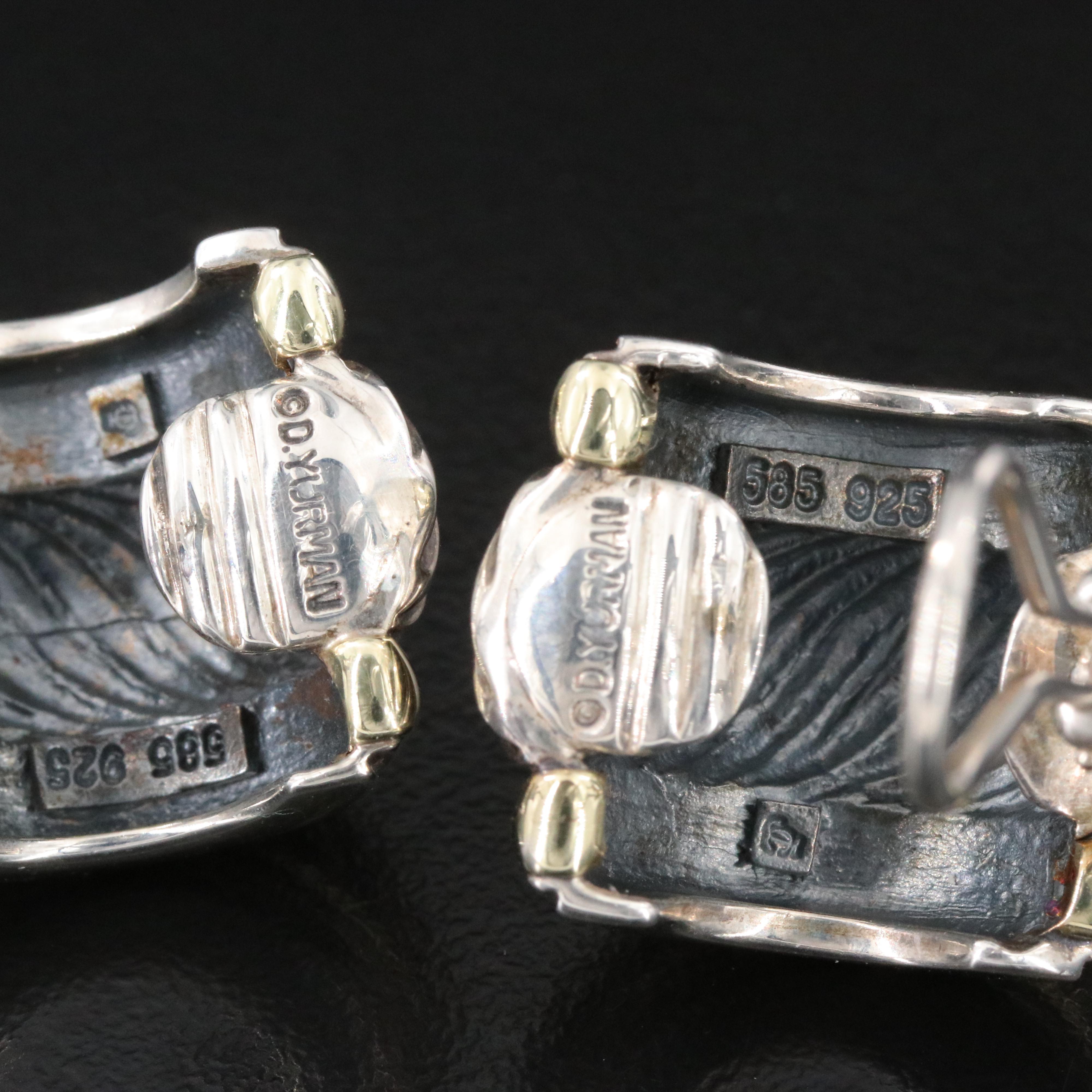 David Yurman Thoroughbred Sterling and 14K Clip Earrings