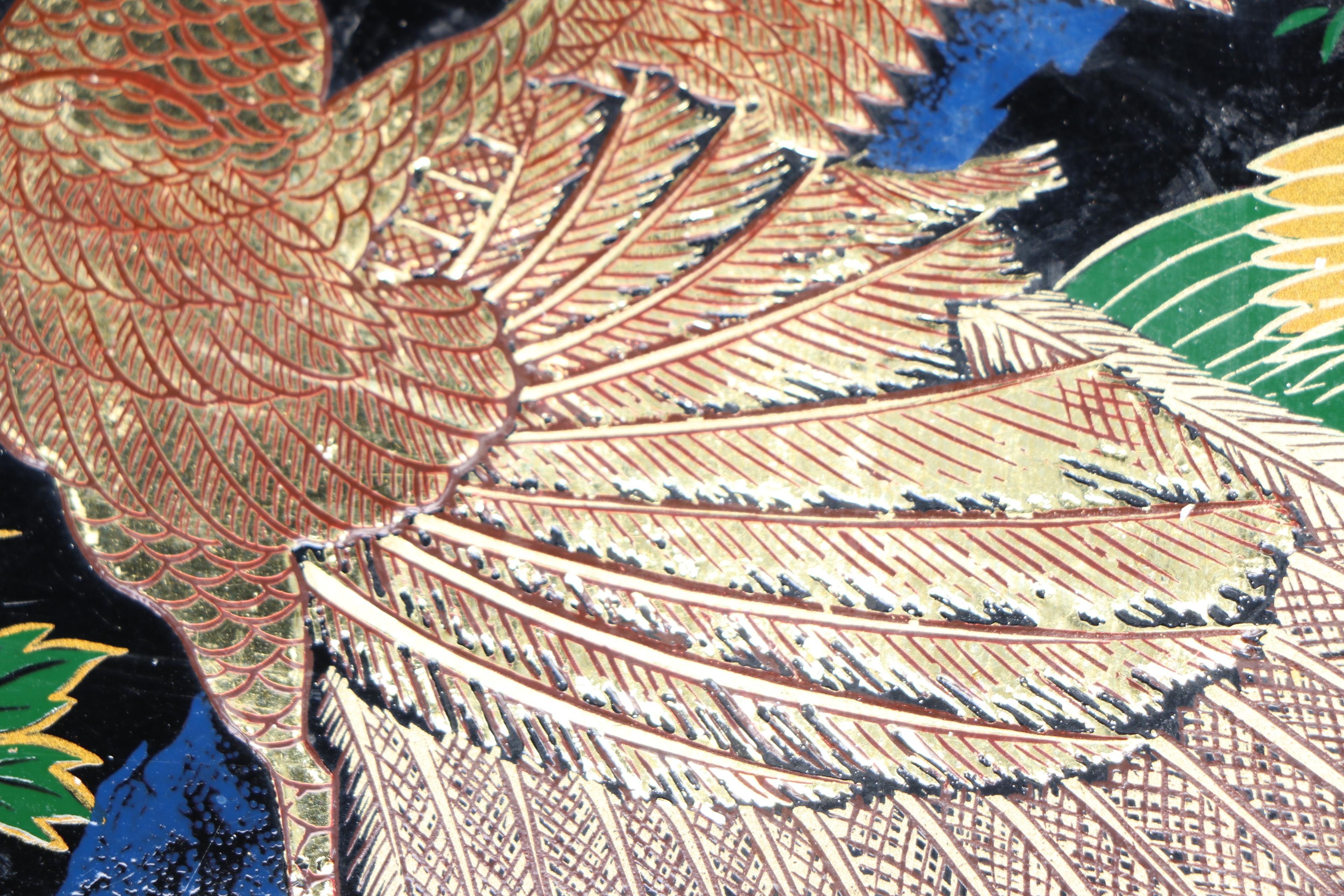 Arita Japanese Peacock Lacquerware Trays, Mid to Late 20th Century