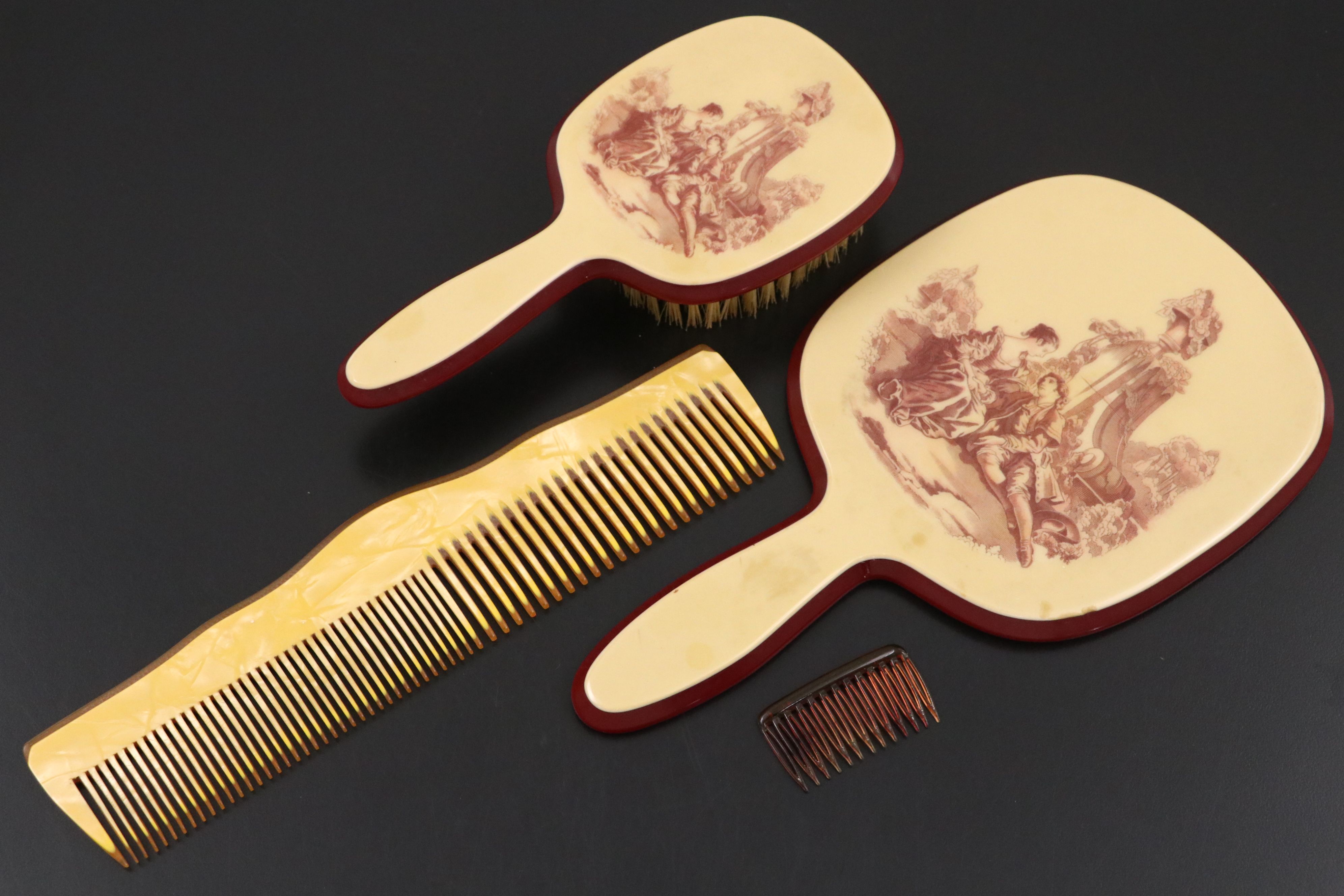 Colonial Quality French Ivory Shoe Brush, Vanity Jars, Hand Mirror and More