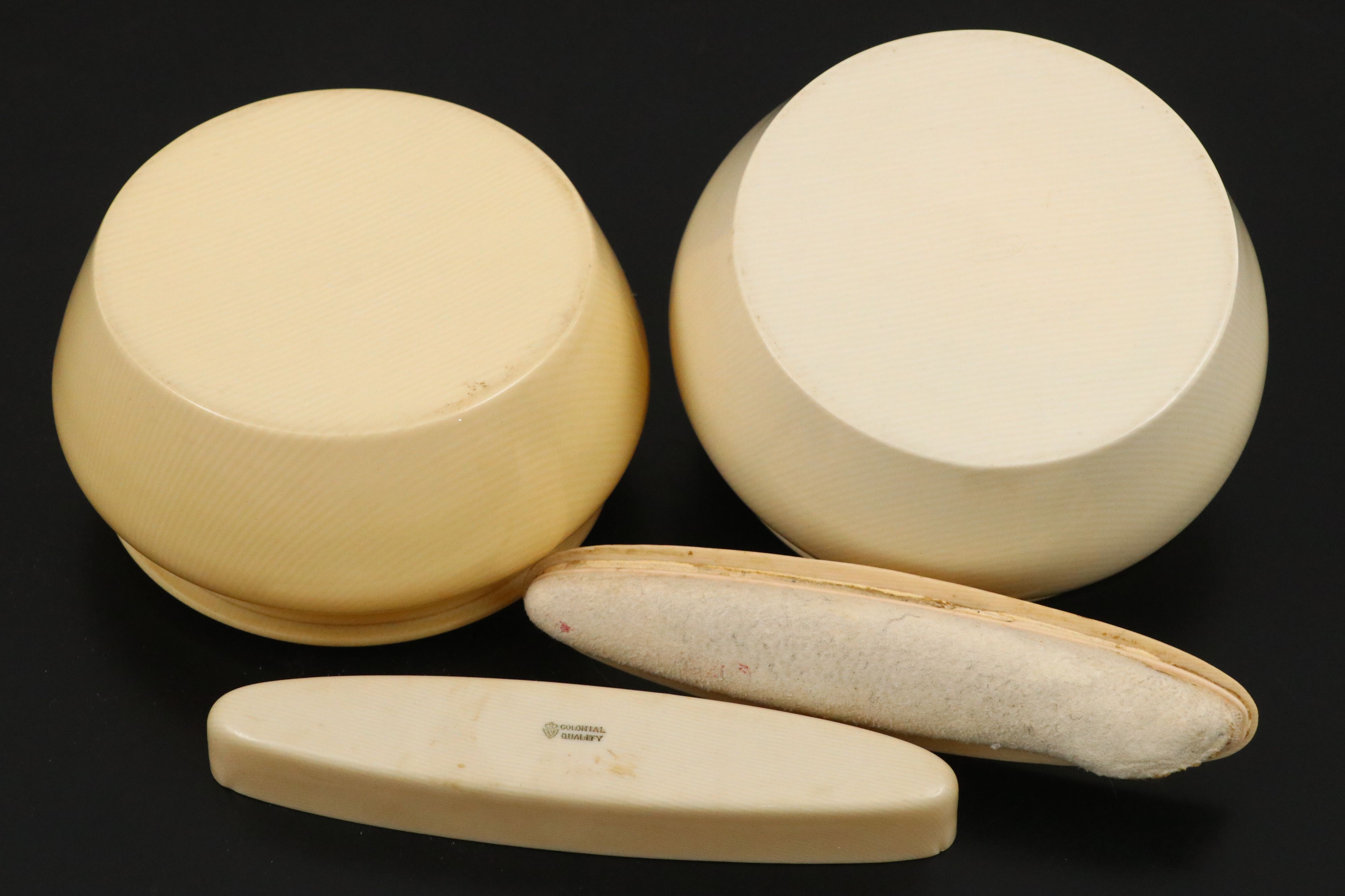 Colonial Quality French Ivory Shoe Brush, Vanity Jars, Hand Mirror and More