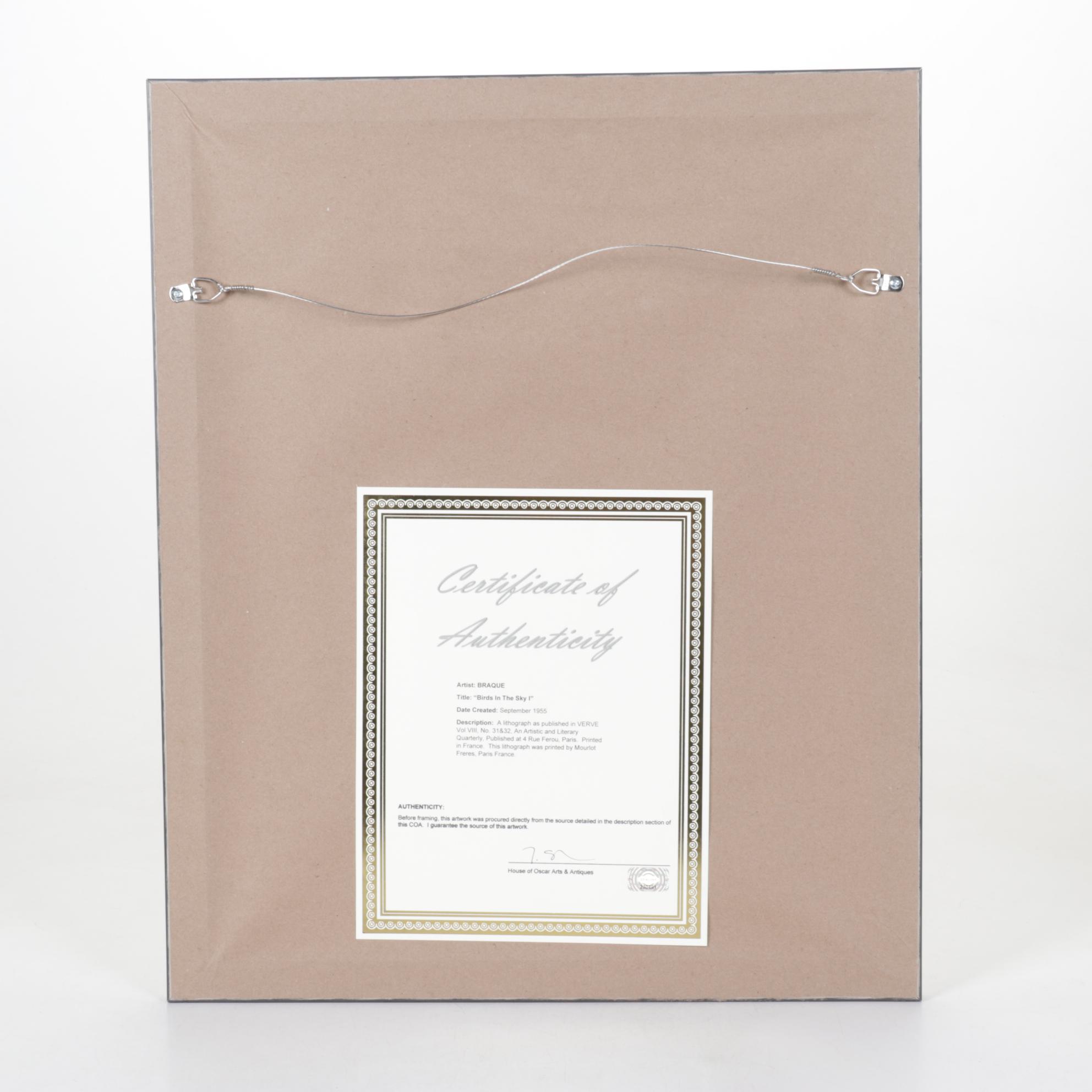 Georges Braque Lithograph for "Verve", 1955