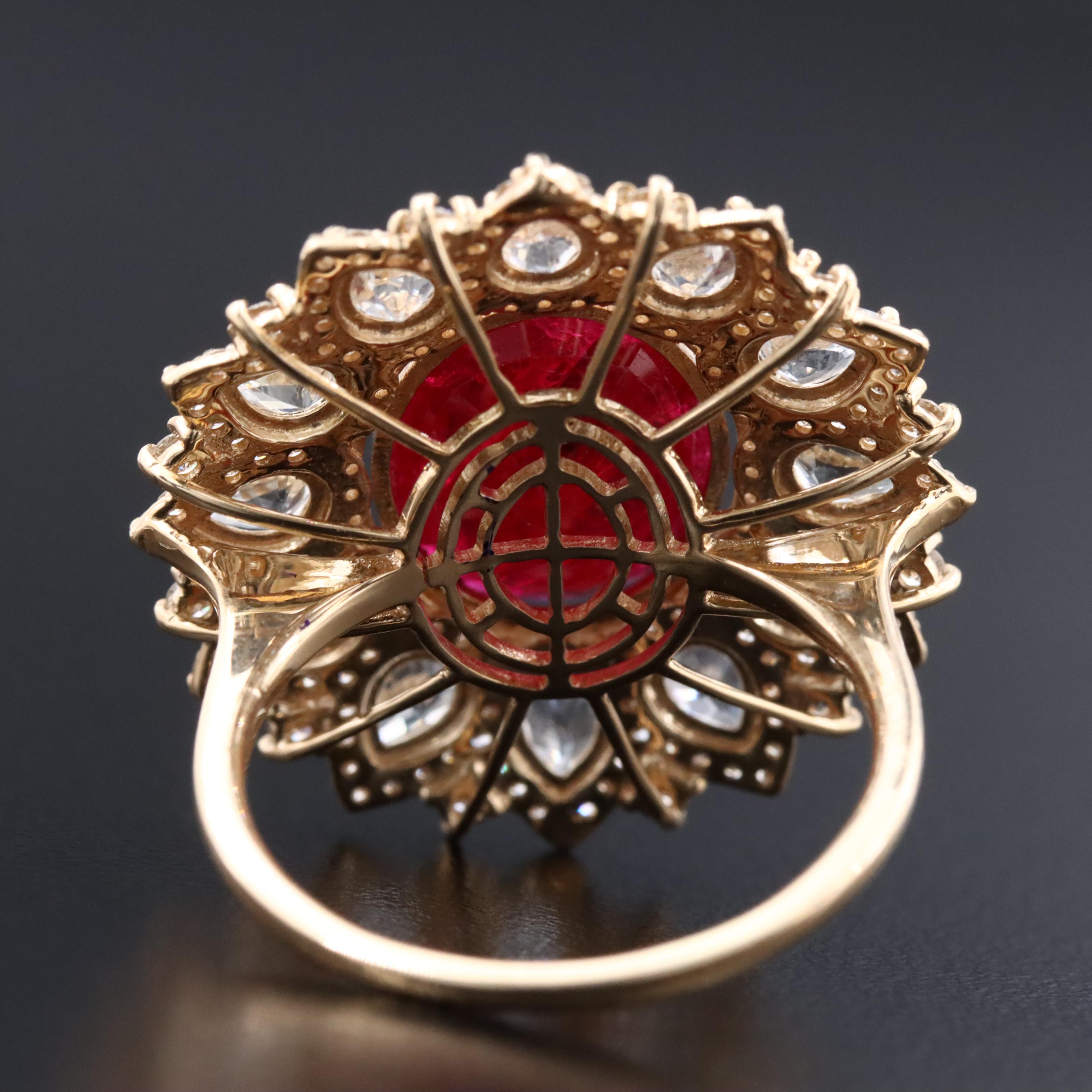 14K 4.87 CT Ruby, White Sapphire, and Diamond Ring with IGI Jewelry Report