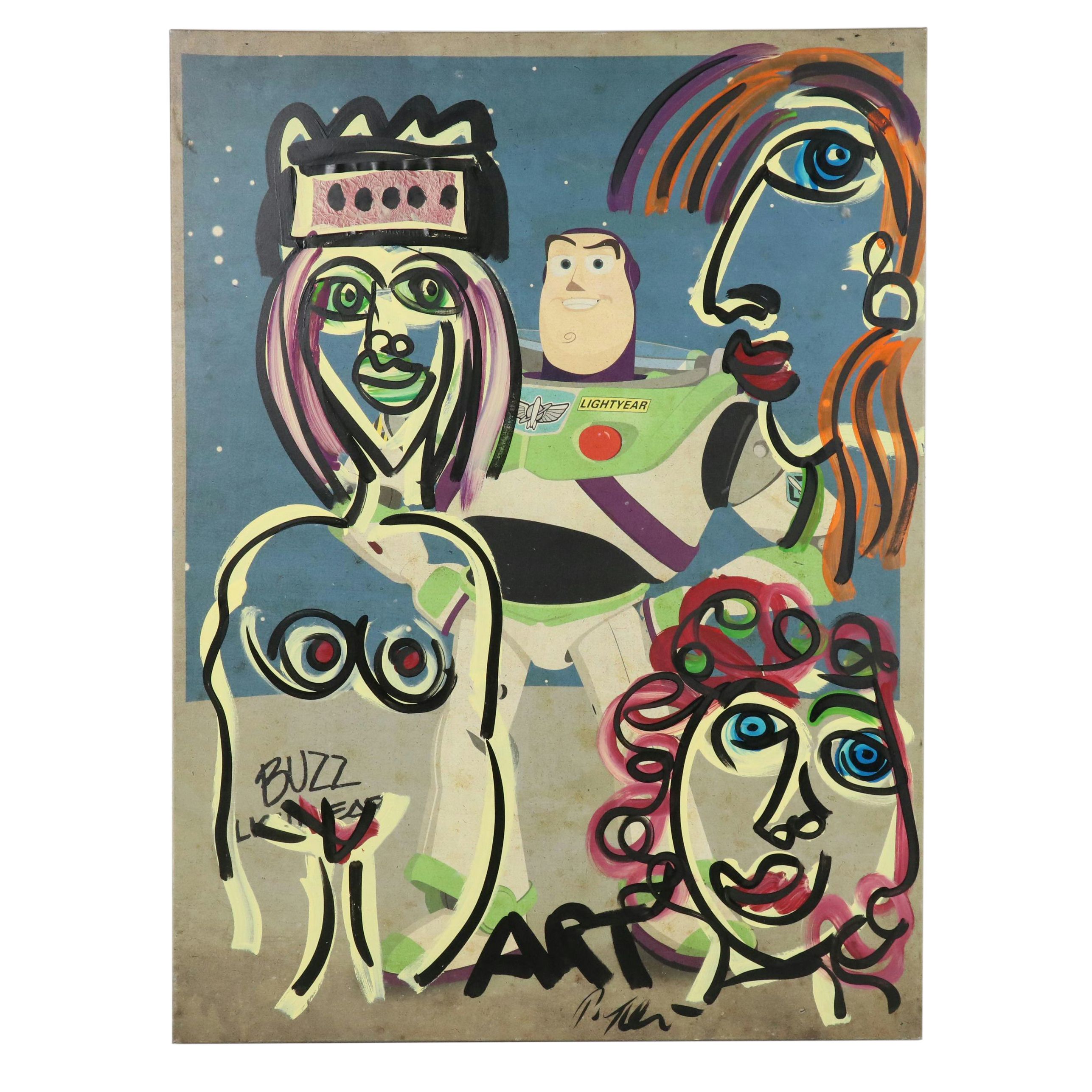 Peter Keil Abstract Figurative Acrylic Painting with Buzz Lightyear