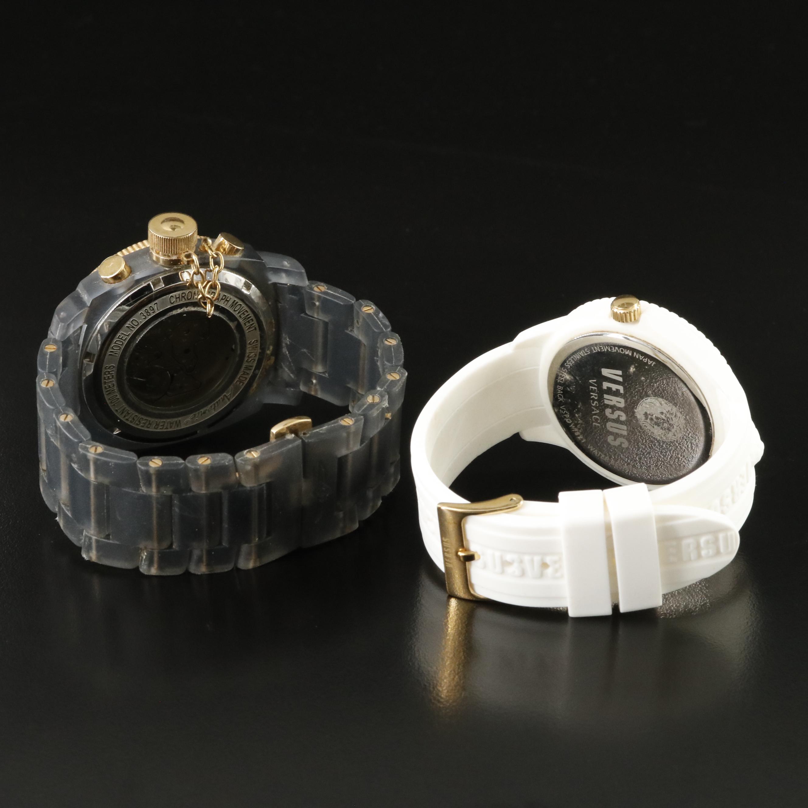 Invicta and Versace Quartz Watches with Wood and Leather Watch Box