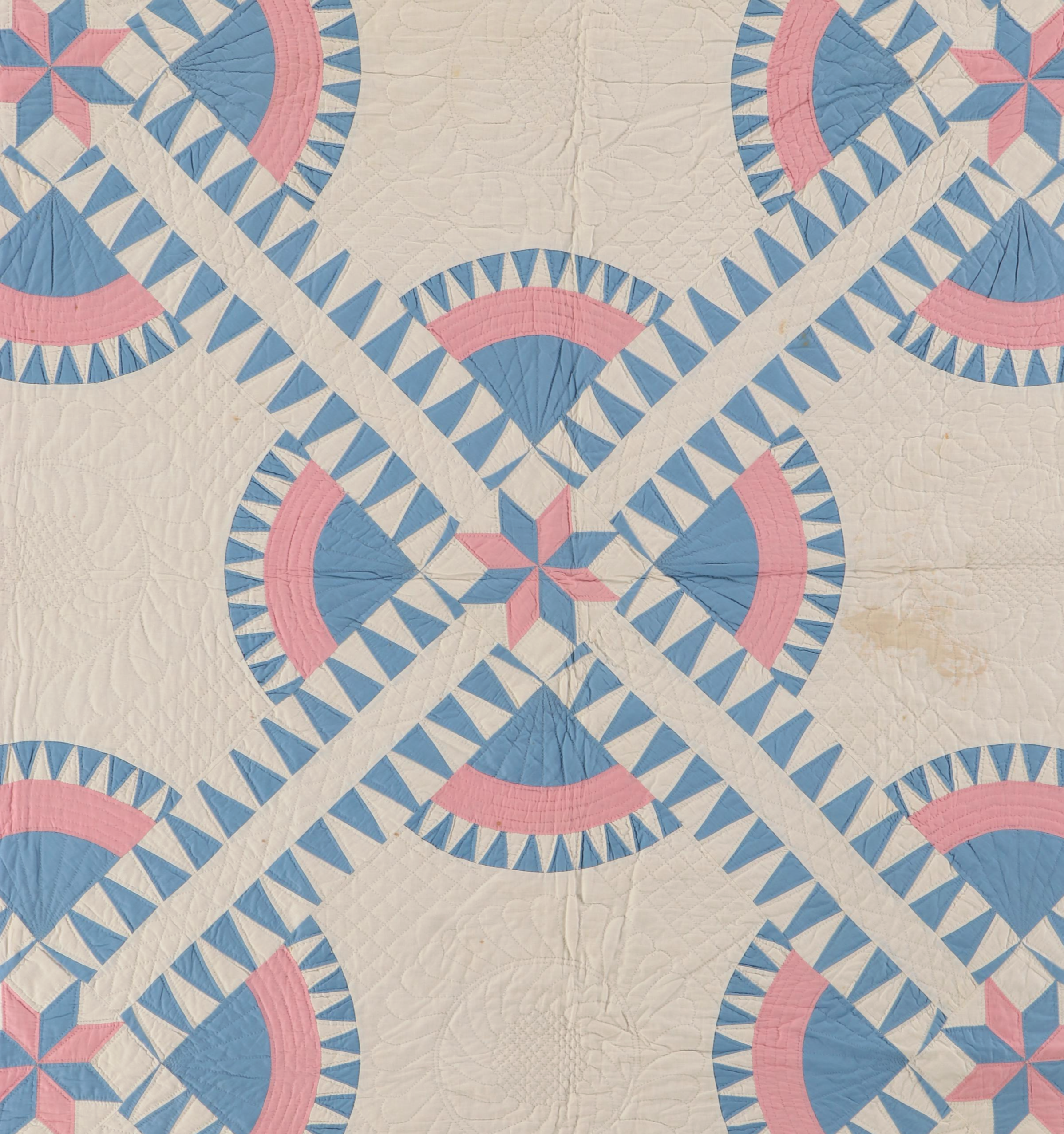 Hand-Pieced "New York Beauty" Full Size Cotton Quilt