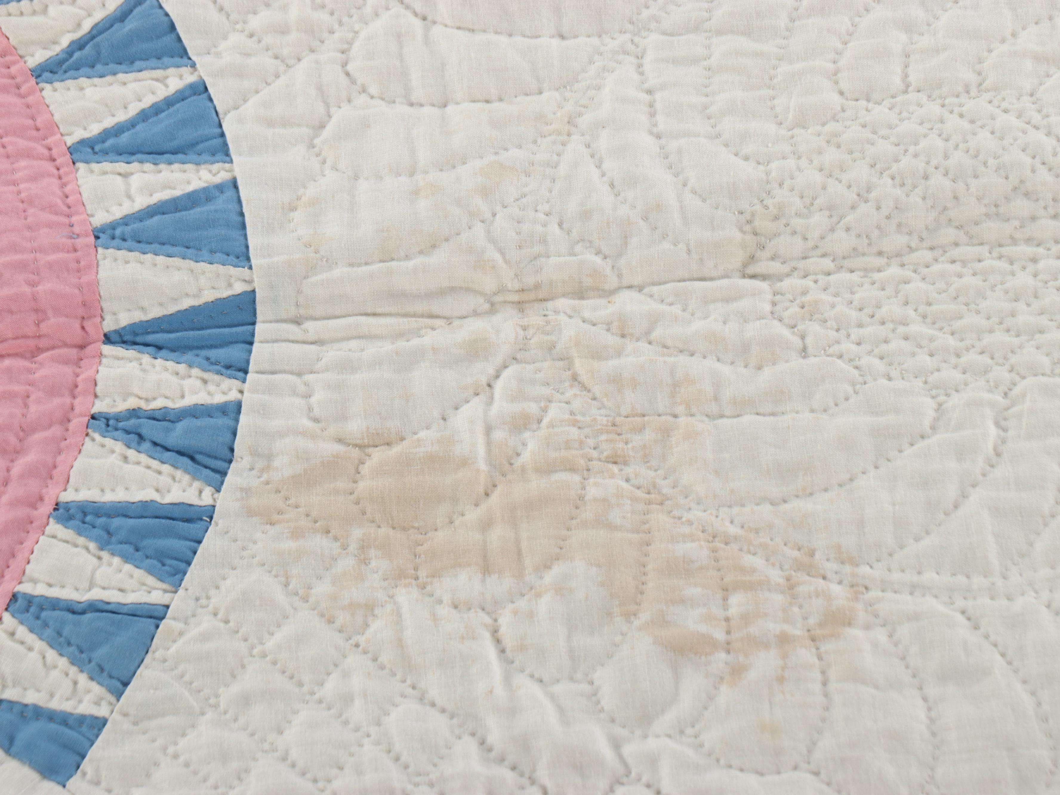 Hand-Pieced "New York Beauty" Full Size Cotton Quilt