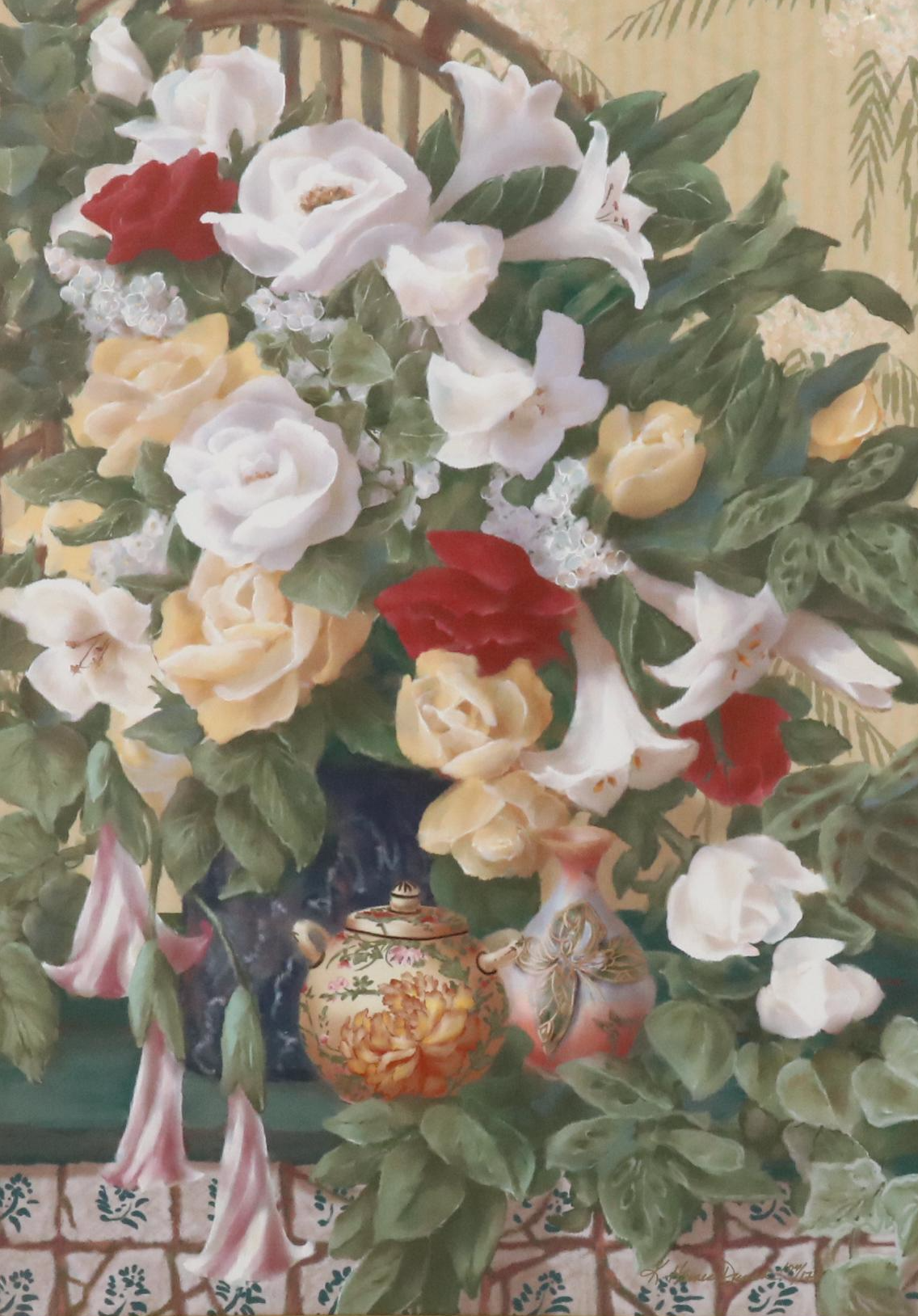 Kathy Haines Dench Large-Scale Offset Lithograph "Angel Trumpets II," 1998