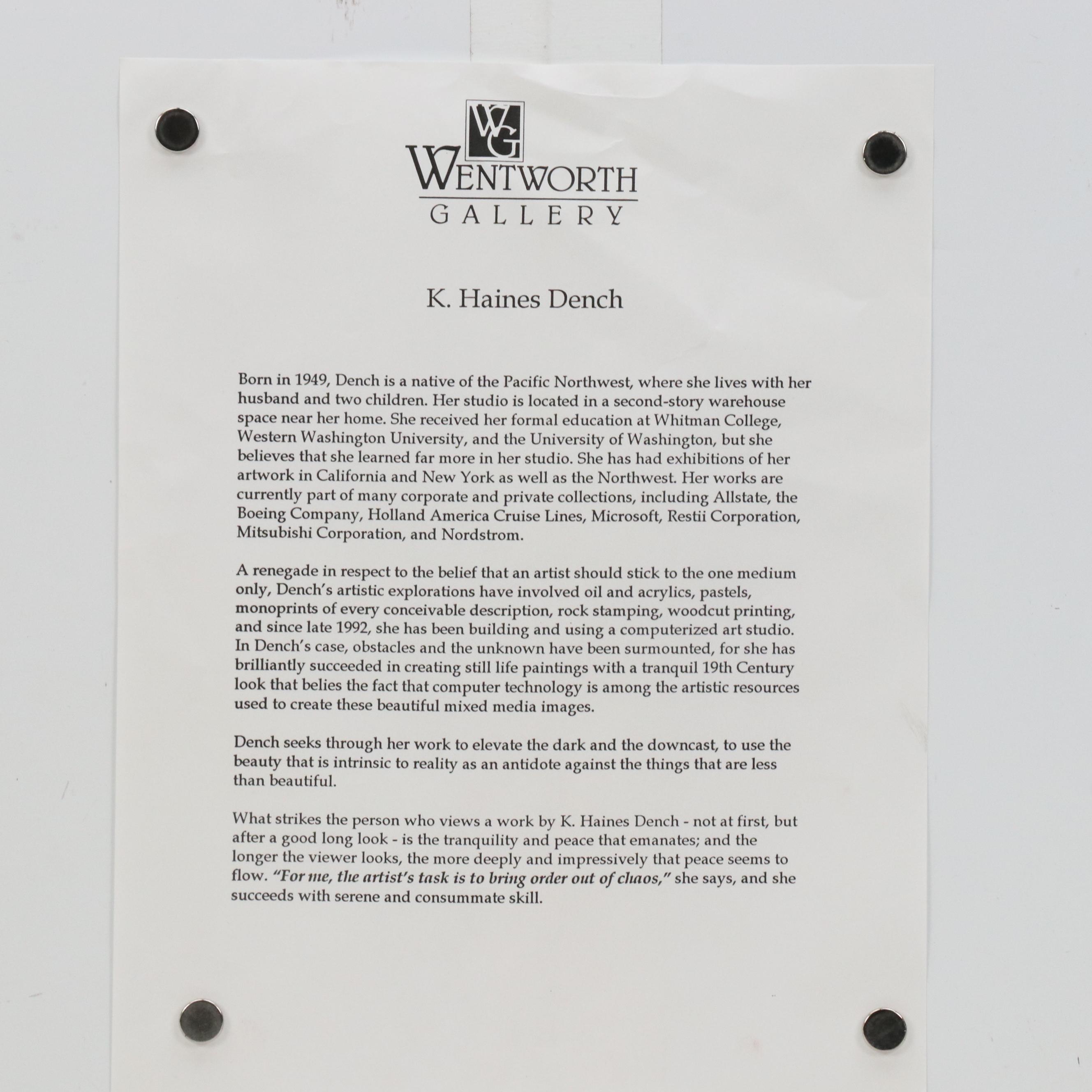 Kathy Haines Dench Large-Scale Offset Lithograph "Angel Trumpets II," 1998