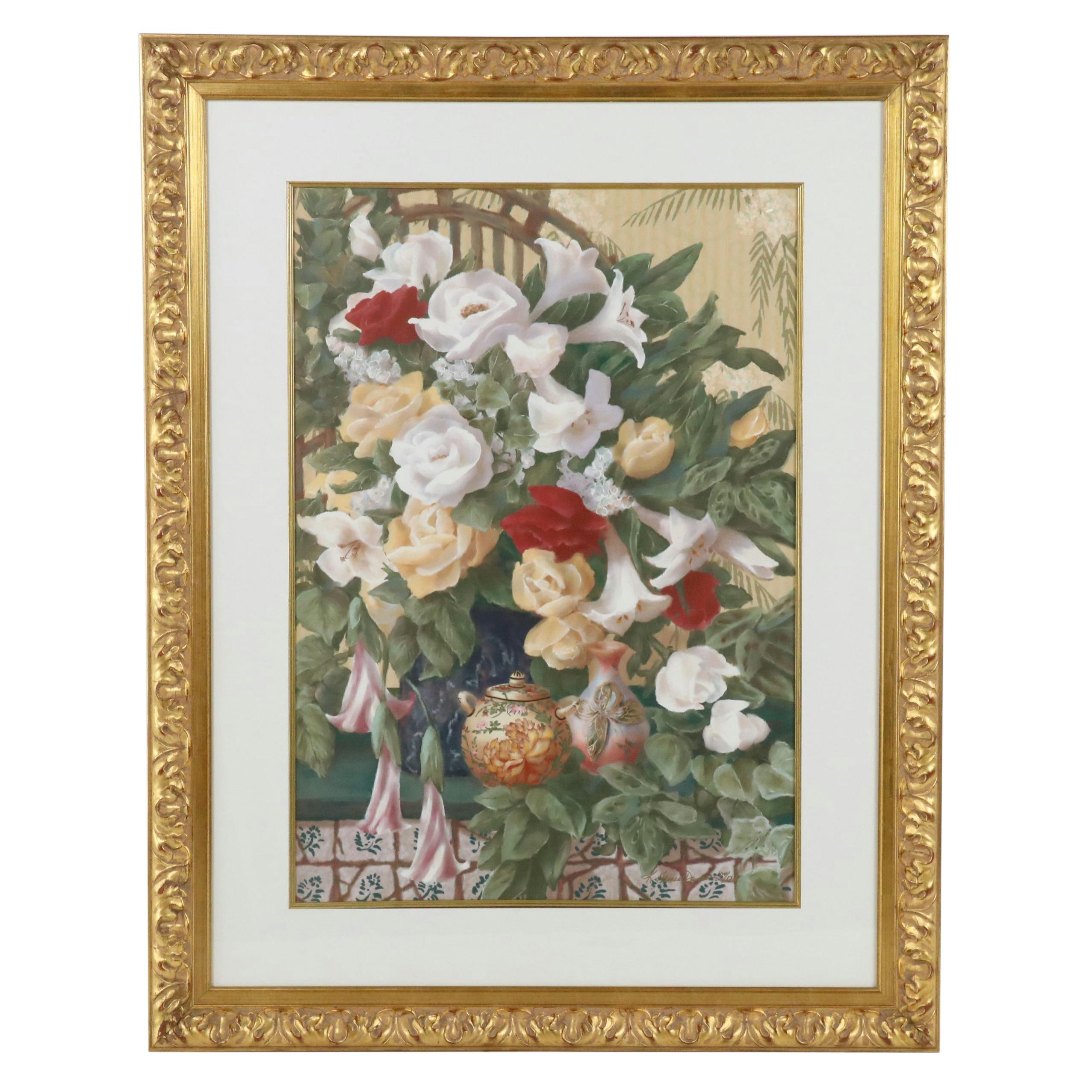 Kathy Haines Dench Large-Scale Offset Lithograph "Angel Trumpets II," 1998