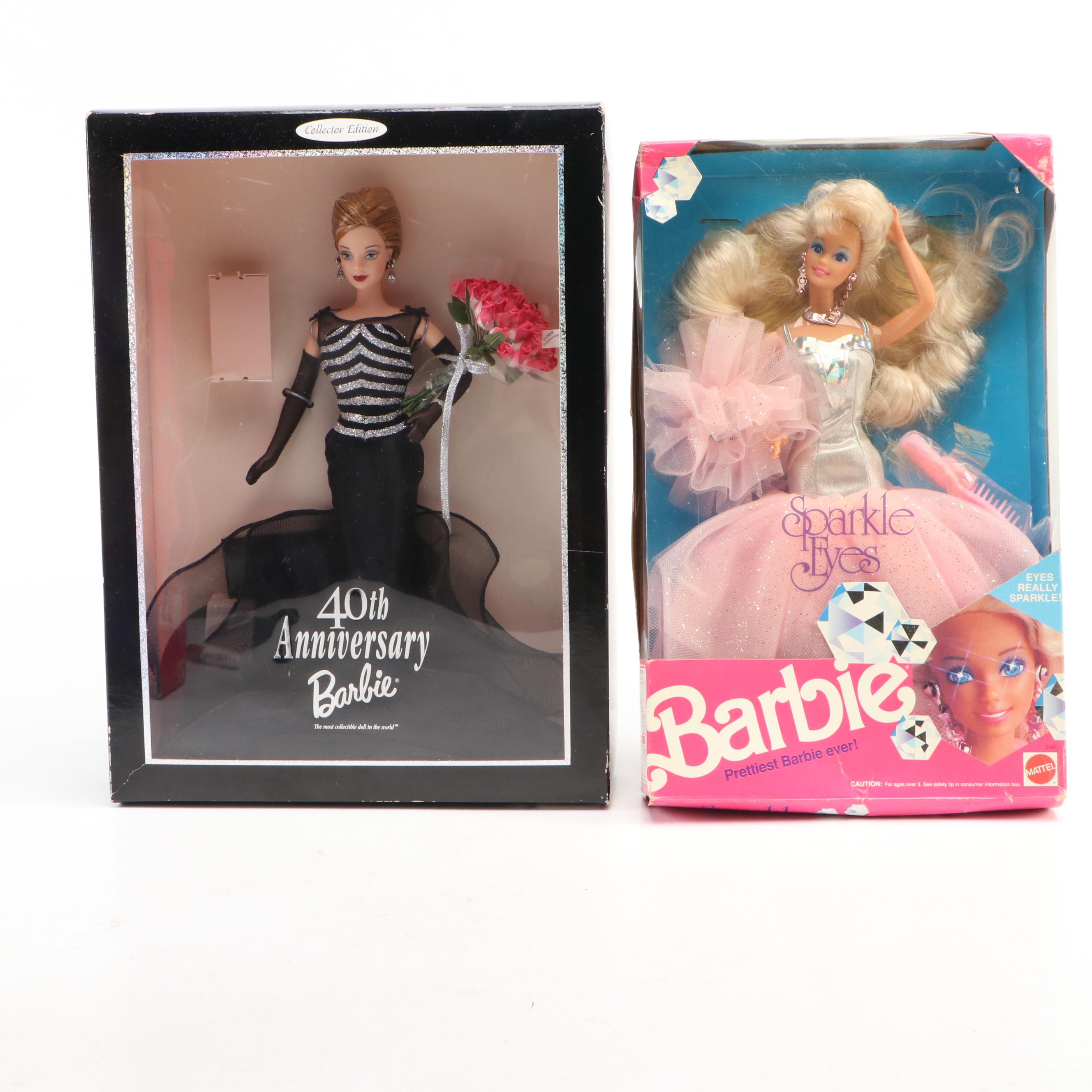 Mattel "Sparkle Eyes," "Super Star," and "40th Anniversary" Barbie Dolls