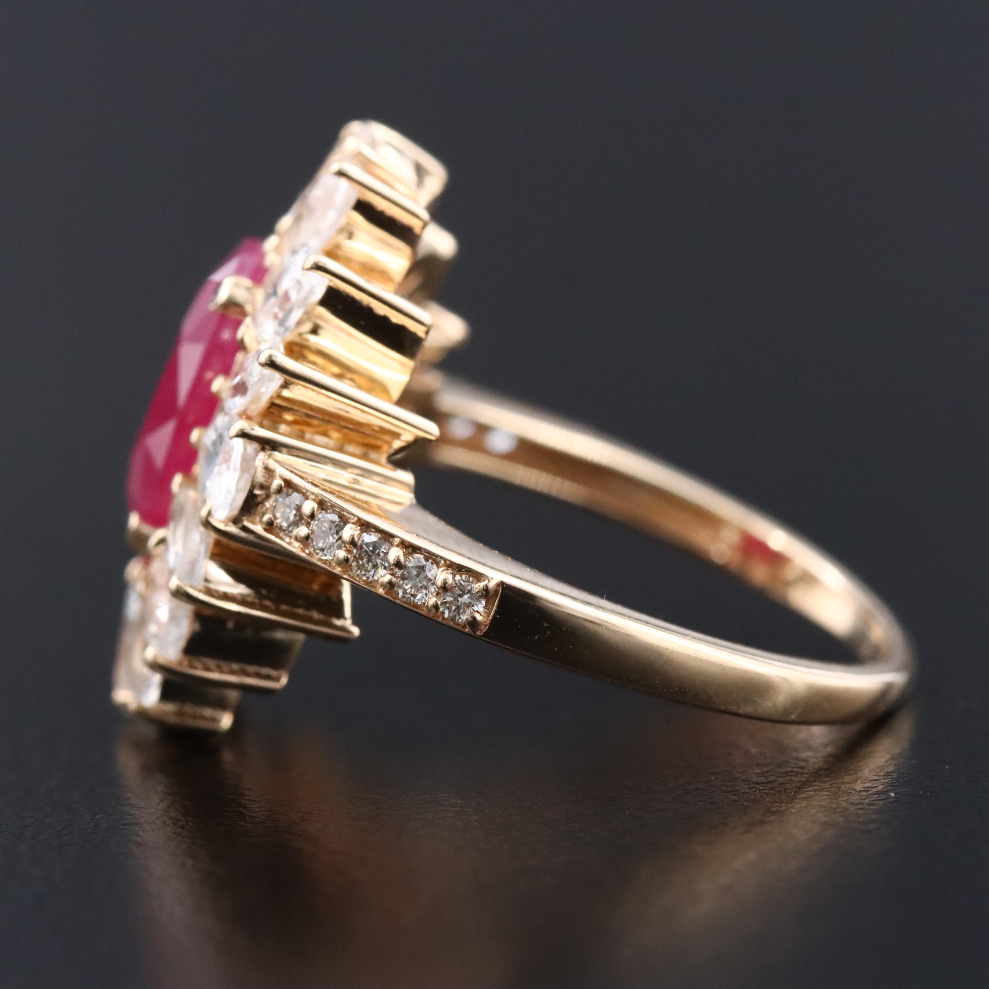 14K 2.53 CT Ruby, White Sapphire, and Diamond Ring with IGI Jewelry Report