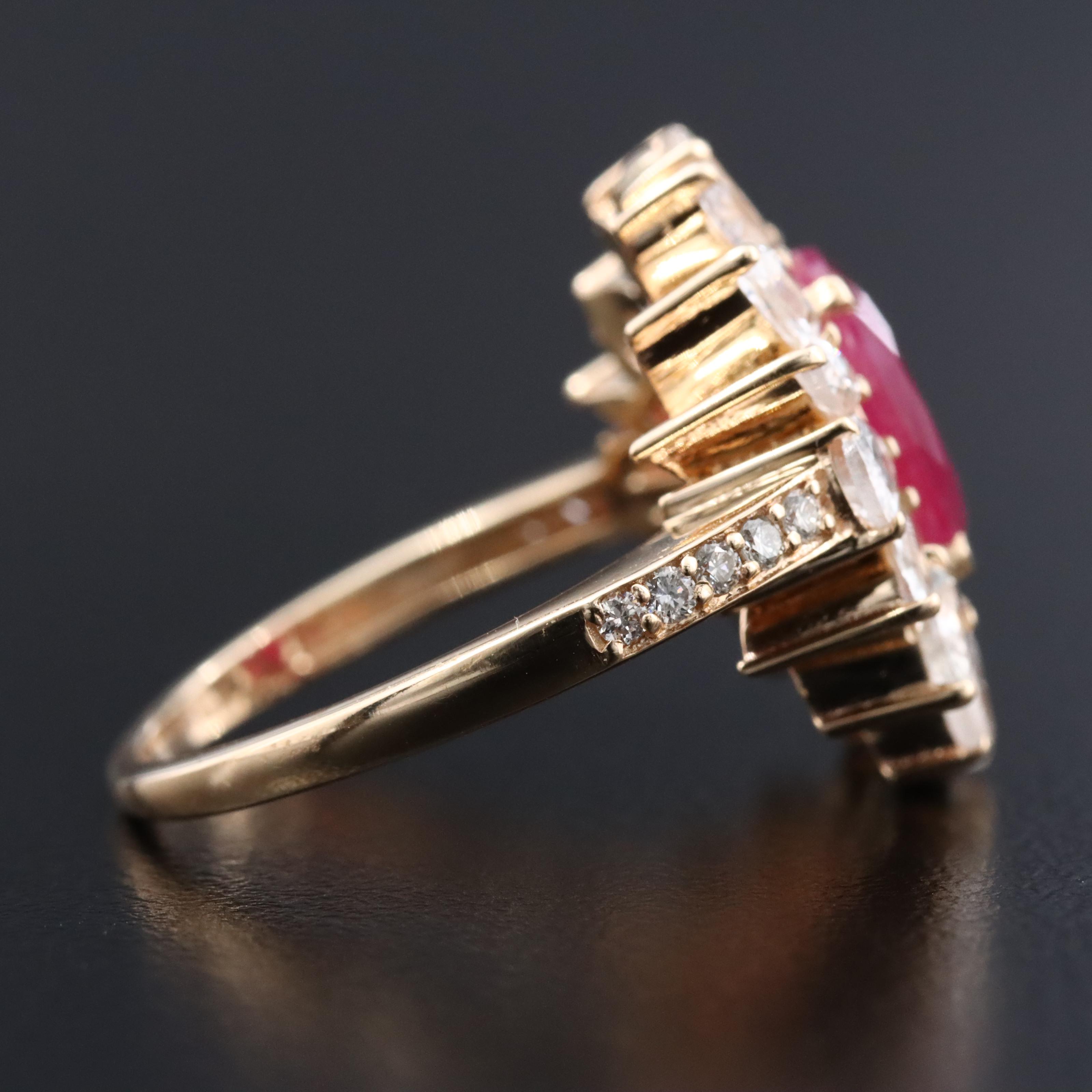 14K 2.53 CT Ruby, White Sapphire, and Diamond Ring with IGI Jewelry Report