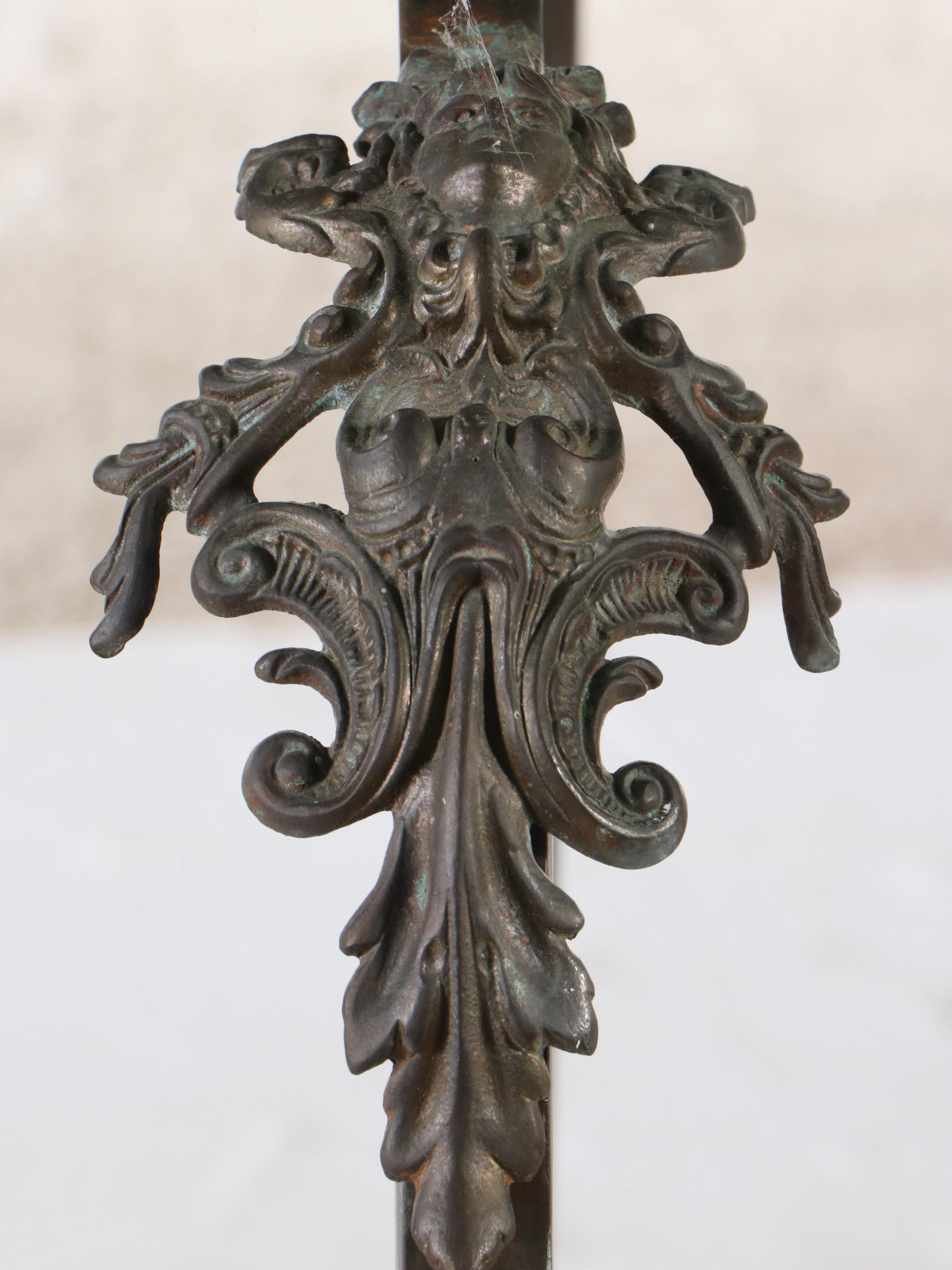 Victorian Style Cast Metal and Stone Plant Stand, 20th Century