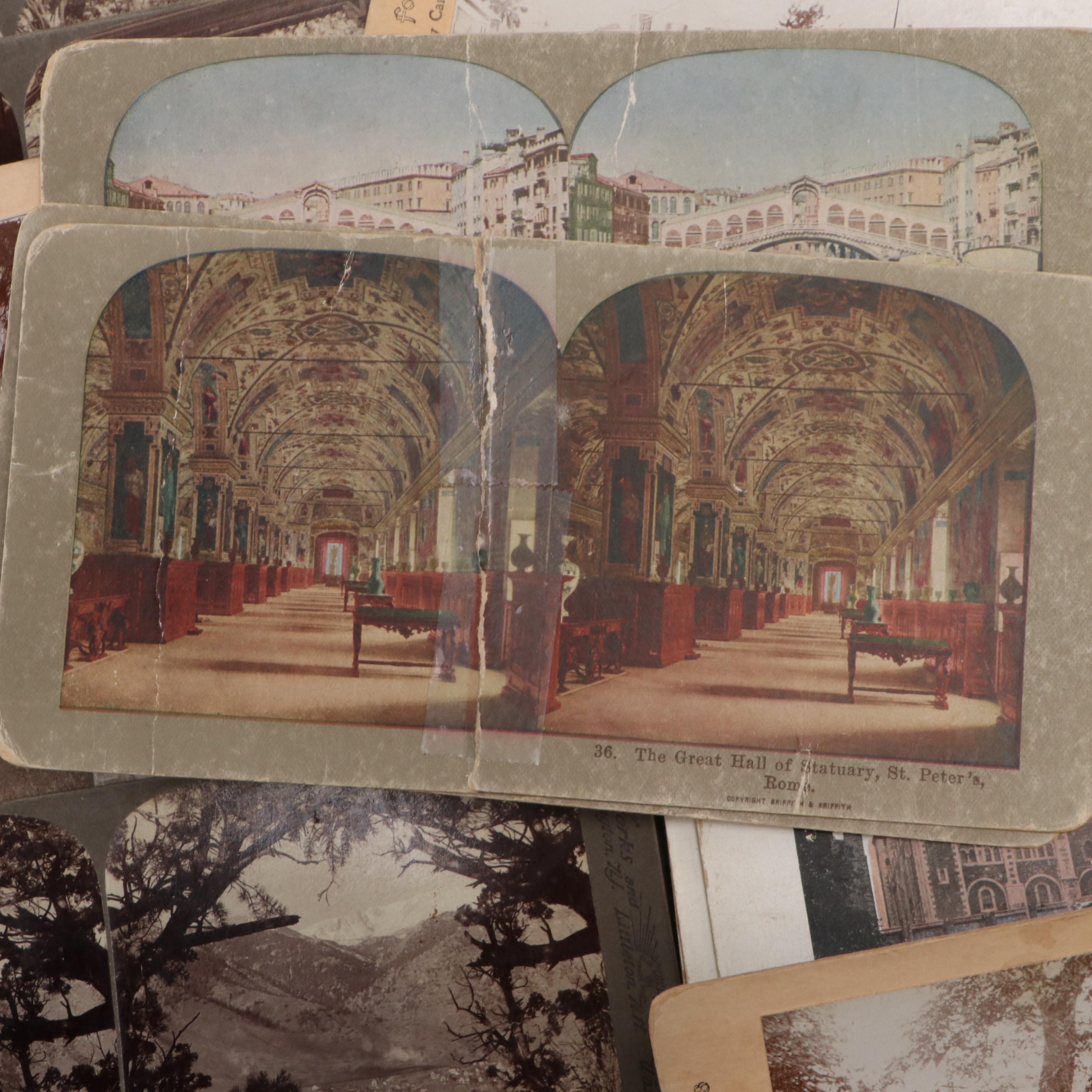 Sun Sculpture and Other Stereoscope View Cards, Late 19th to Early 20th Century