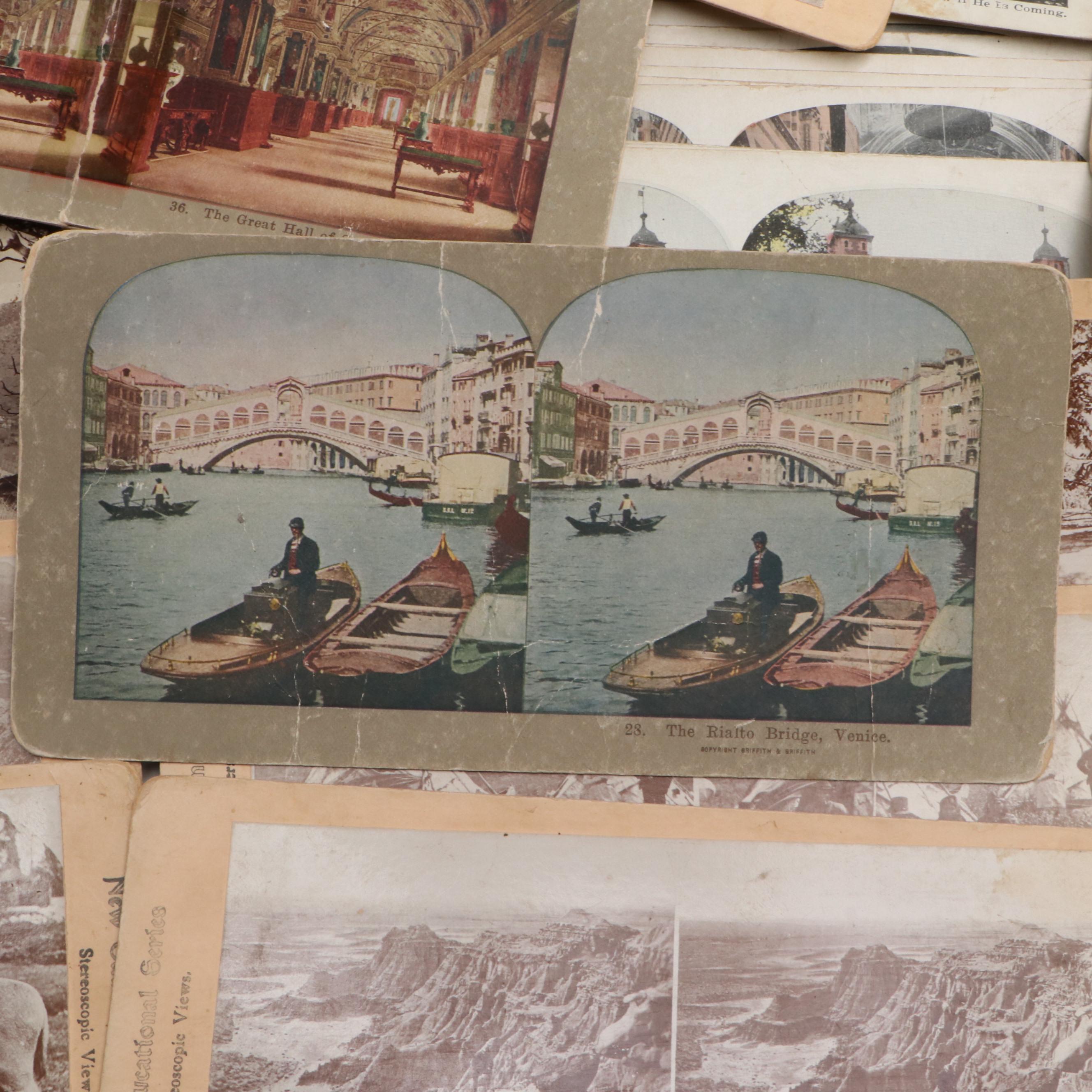 Sun Sculpture and Other Stereoscope View Cards, Late 19th to Early 20th Century